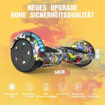 RCB TECH Balance Scooter 6.5” Zweimotoren Hoverboards, mit LED-Leuchten und Bluetooth, 120,00 W, 12,00 km/h, bis zu 10 km Reichweite, keine Straßenzulassung