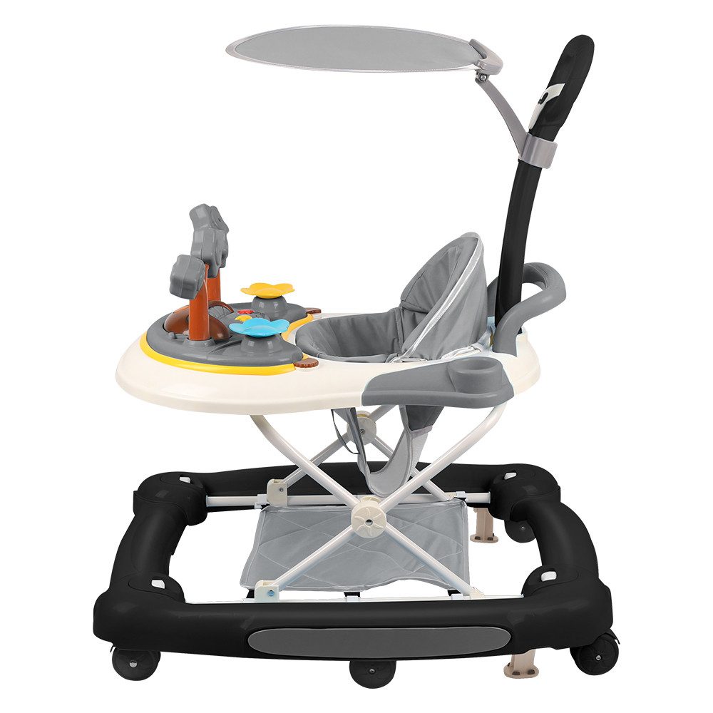 JEOBEST Lauflernhilfe 4 in1 Babywalker Lauflernwagen, 4-Gang Höhenverstellbar, mit Schiebegriff, Musik, Sonnenschirm