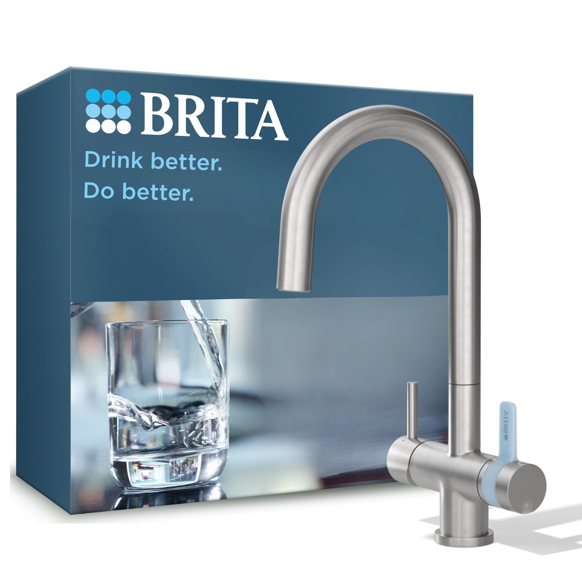 BRITA Küchenarmatur 3-Wege-Küchenarmatur Edelstahl, rund, inkl. 1 x BRITA P 1000 Wasserfilter