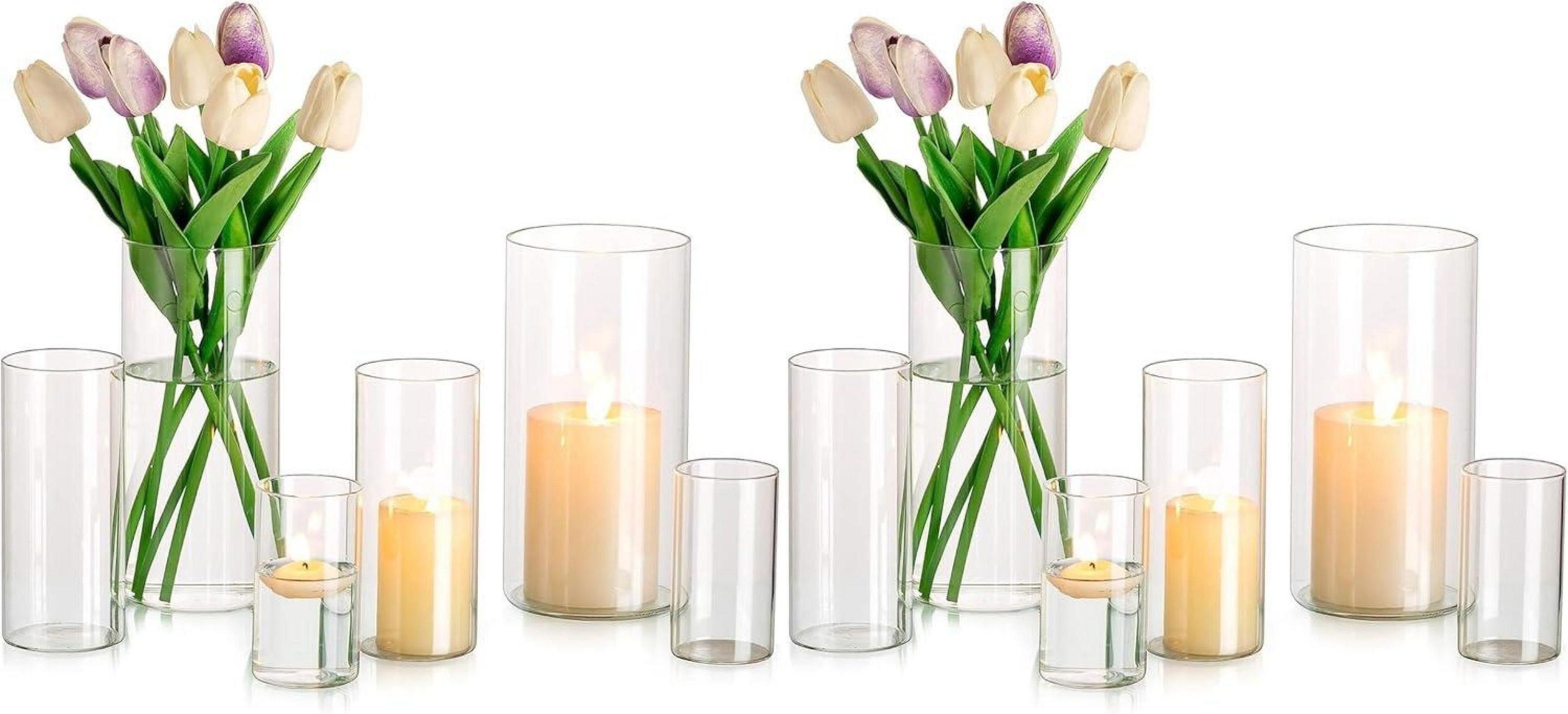 Gläser-Set Dekorative Glaszylinder Vasen Set 4-teilig, Modern Tischdeko