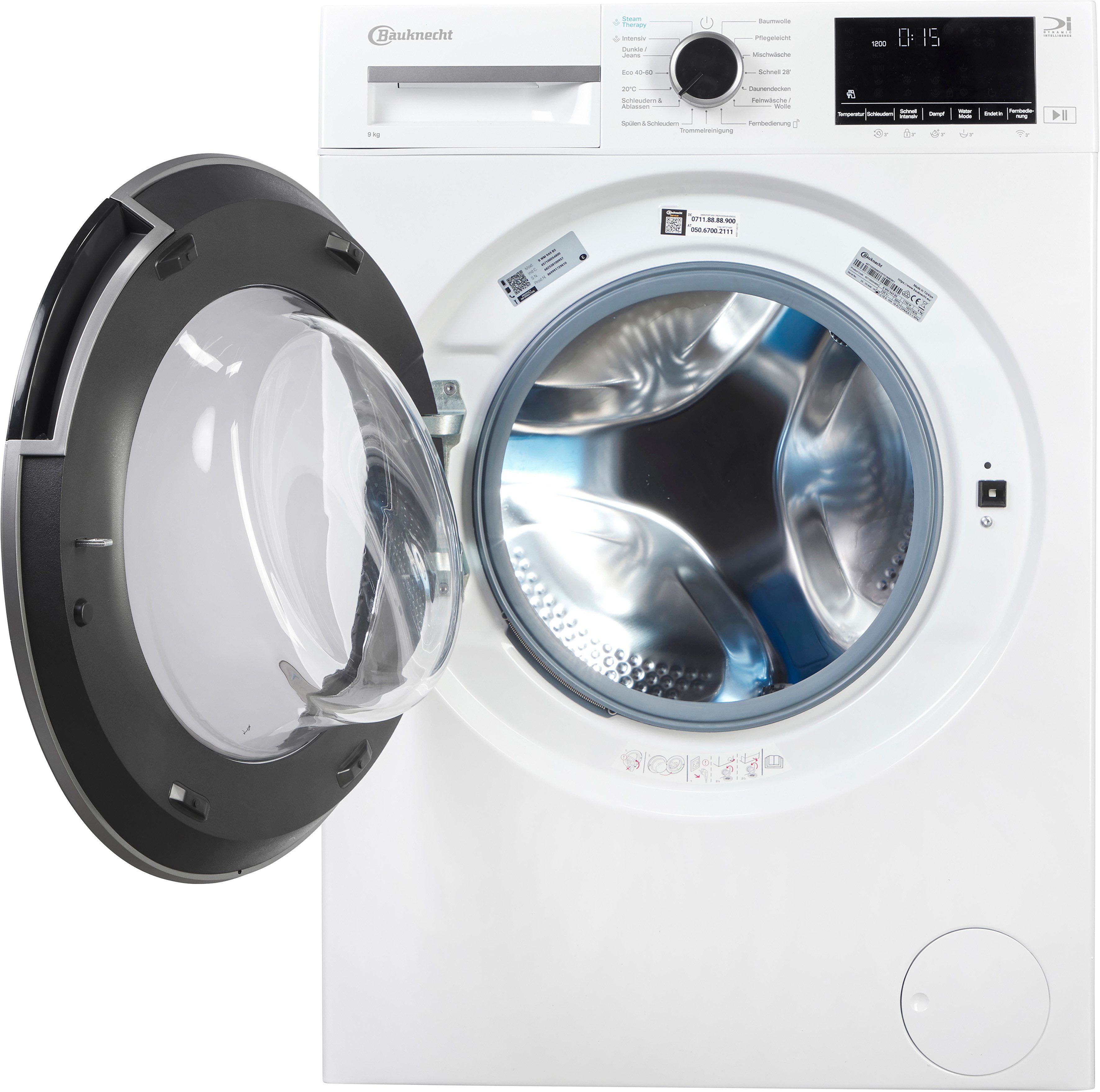 BAUKNECHT Waschmaschine B WM 9A9 BS, 9 kg, 1400 U/min, Adaptive Wash – Intelligente Anpassung für perfekte Waschergebnisse