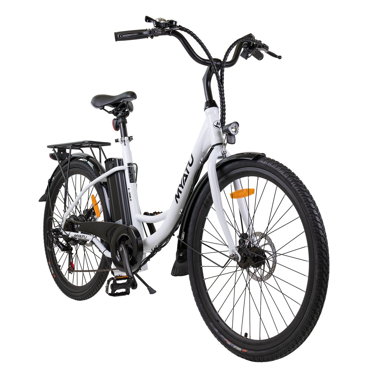 Tiefeinstieg 360,00 360Wh 10 Damen Zoll großer Heckmotor, 6 Akku Gang Akku, Kettenschaltung, 26 E-Bike Ah, Citybike Shimano, Weiß Myatu Wh