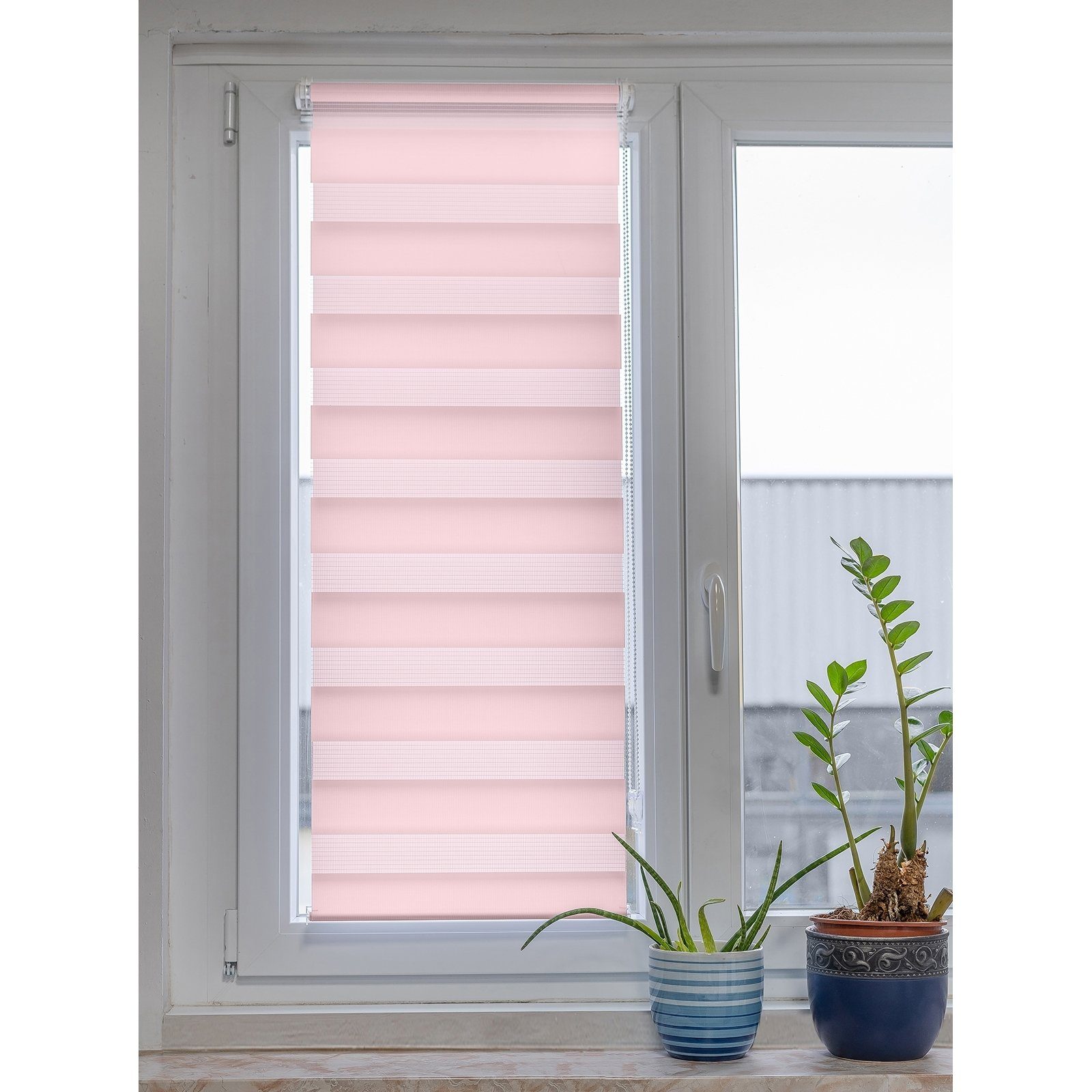 Doppelrollo Pink uni x Marisol, HTI-Living, halbtransparent, Bohren, Doppelrollo 150 Klemmfix ohne 45