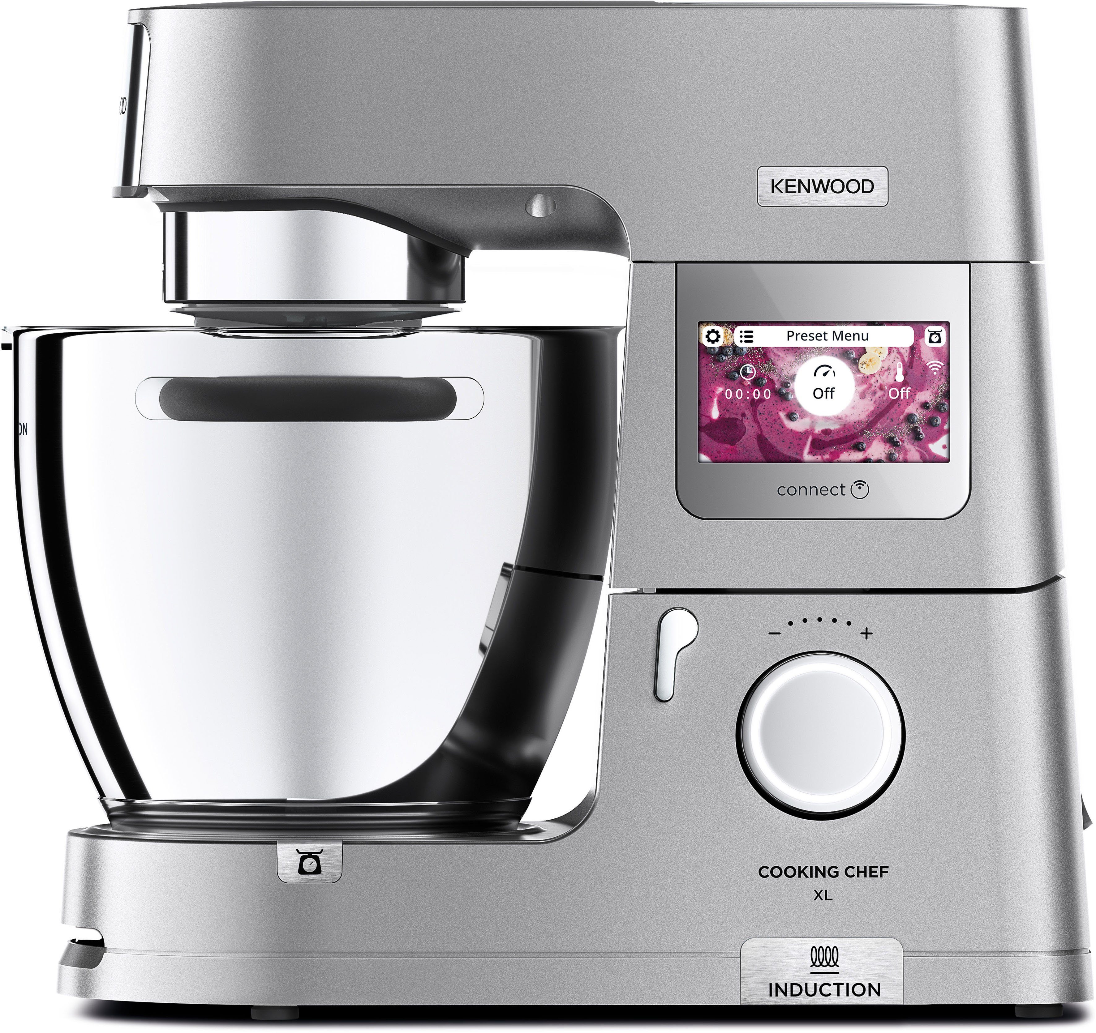 mit Waage Küchenmaschine mit und umfangreichem l integrierter 6,7 W, Schüssel, KCL95.424SI, Cooking KENWOOD 1500 Kochfunktion Chef Zubehör XL