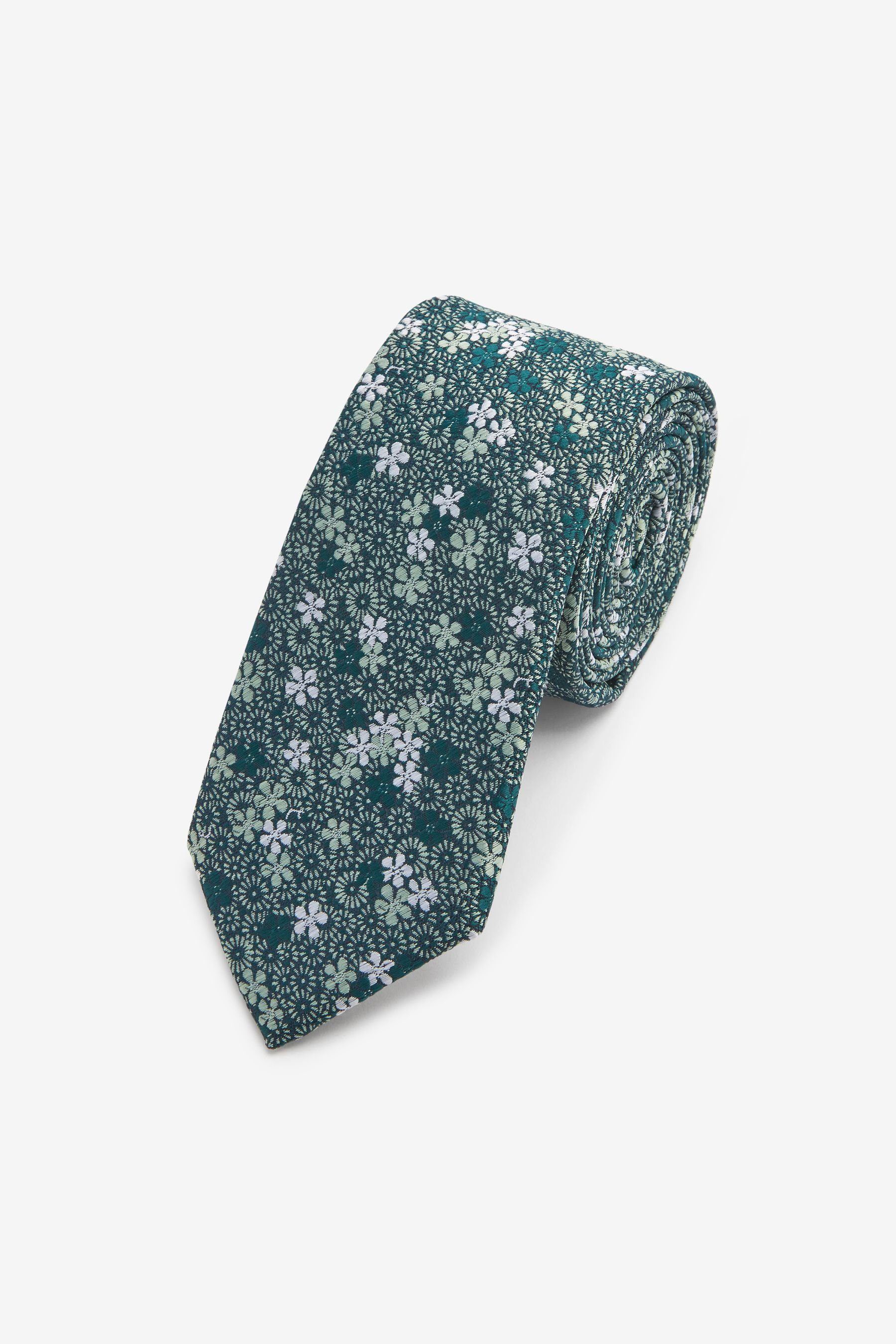 Next Krawatte Gemusterte Krawatte (1-St) Green Ditsy Floral