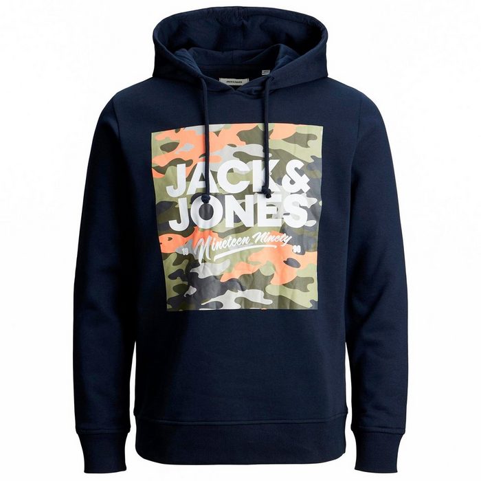 Jack & Jones Kapuzensweatshirt Große Größen Hoodie navy Camou-Print Jack&Jones JJPETE SHAPE
