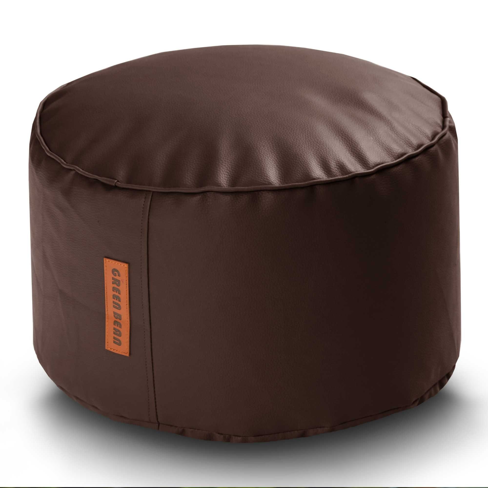 Green Bean Pouf runder Sitzpouf aus Kunstleder in 3 Farben (Indoor / Outdoor, abwaschbarer Oberfläche & EPS Perlen Füllung), Sitzwürfel Sitzkissen Hocker Sitzhocker