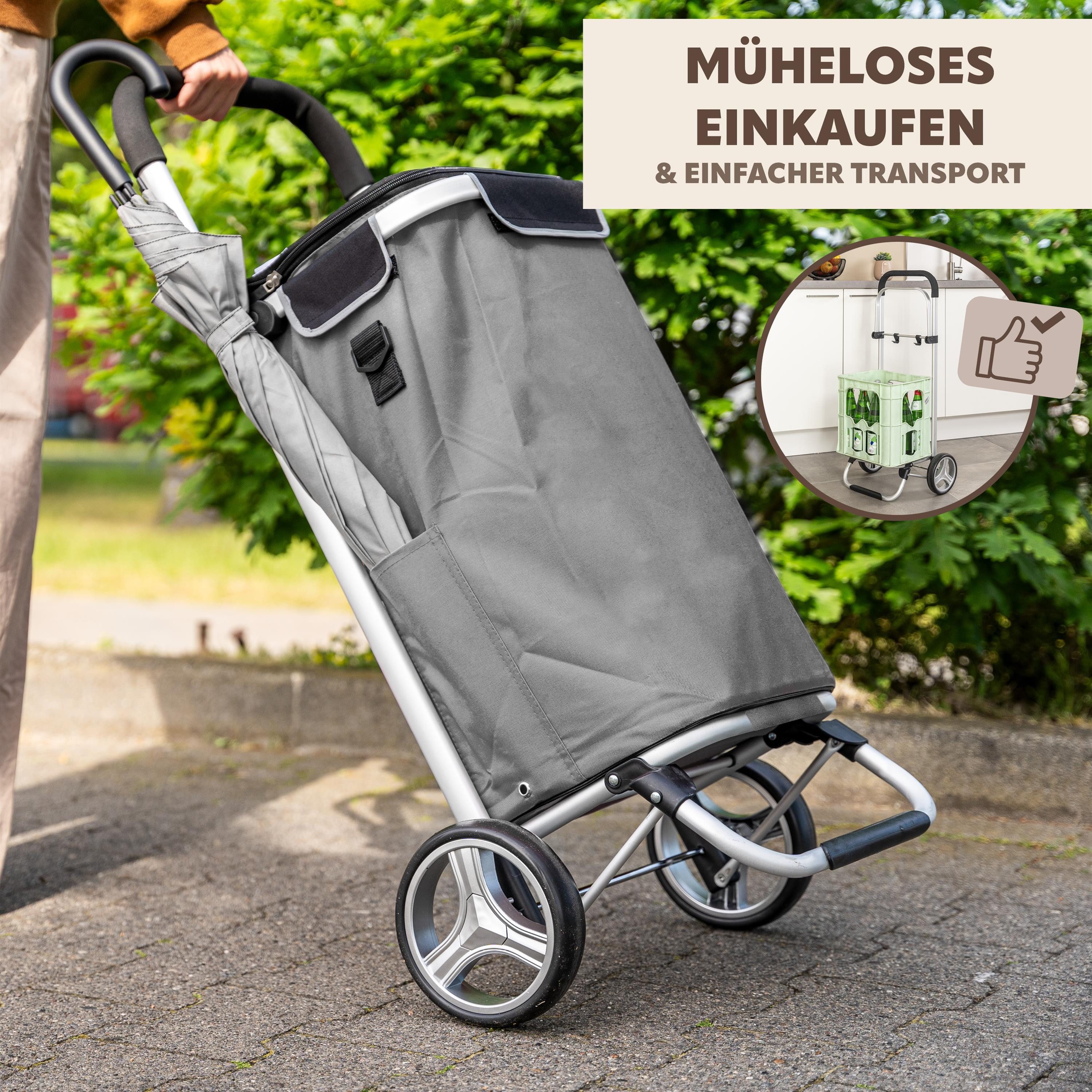 bremermann Einkaufstrolley BRINKUM - 45 L Kapazität, Handwagen, Einkaufswagen in grau, 45 l