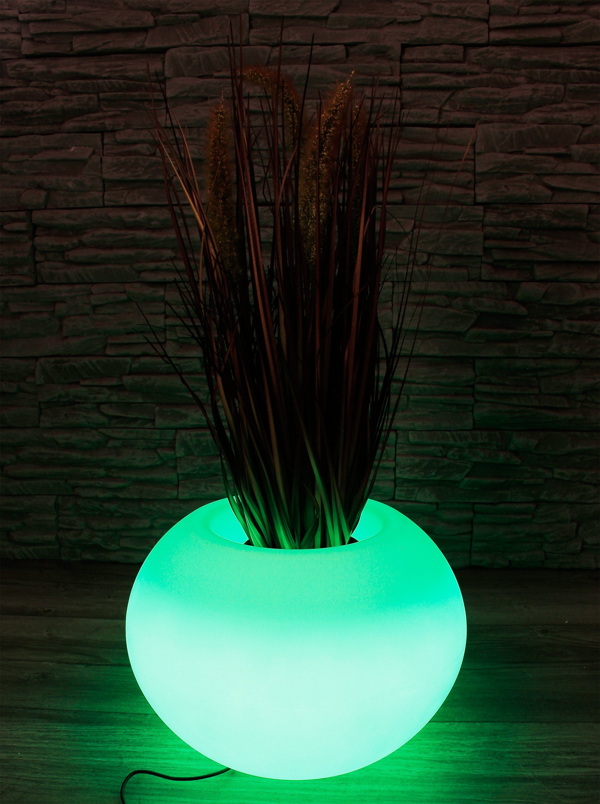 Arnusa Blumentopf beleuchteter Blumenkübel RGB Leucht Vase Akku Pflanzkübel, 35x24 cm kabellos oder mit Netzteil nutzbar