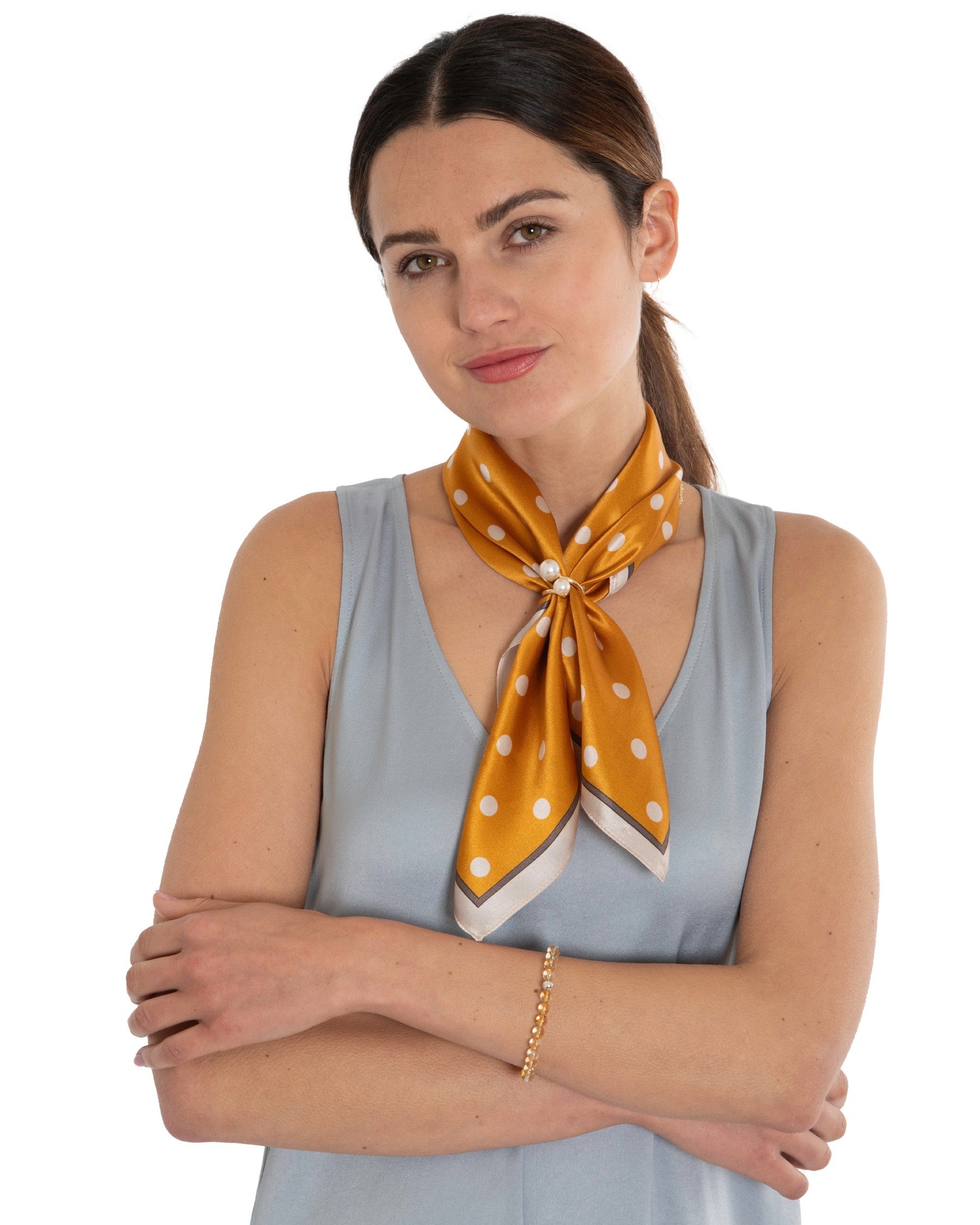 MayTree Seidentuch quadratisch Punkte klein 53x53 gold beige, (Stück), 100% günstig online kaufen