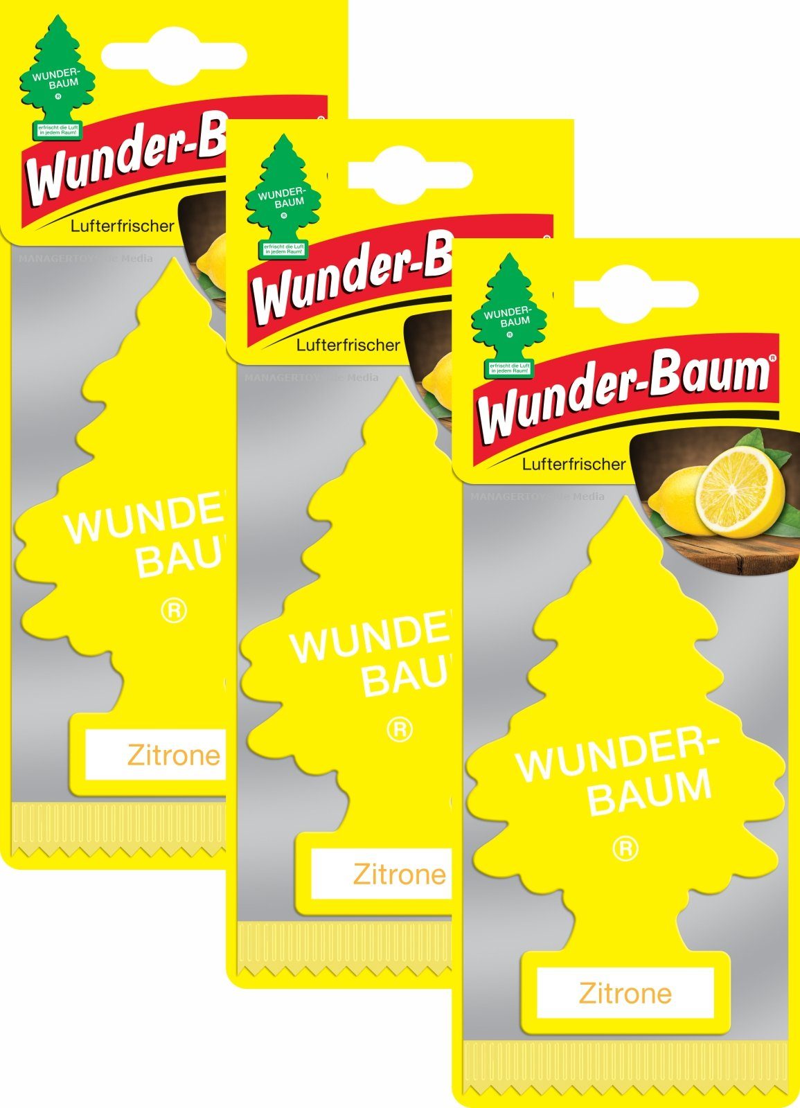 Luftreiniger 3er Duftbäumchen Zitrone Wunderbaum 3 Set Lufterfrischer