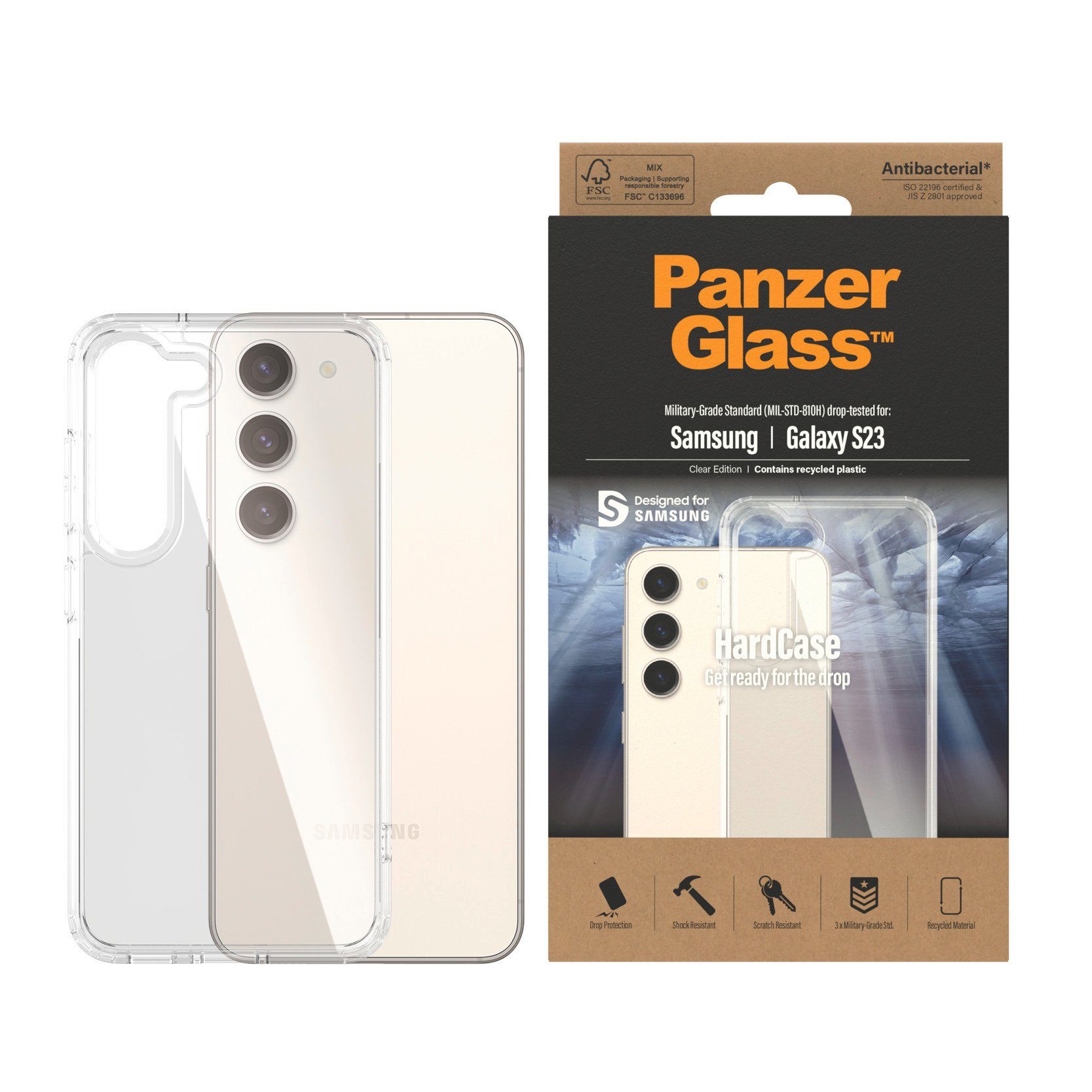 PanzerGlass Backcover Hardcase - - Samsung Galaxy S23 AB, Antibakterielle  Beschichtung (zertifiziert nach JIS 22810-ISO 22196)