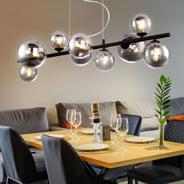 Globo LED Pendelleuchte, Leuchtmittel inklusive, Warmweiß, LED Pendelleuchte Kugellampe Rauchglas Hängelampe Esstisch schwarz