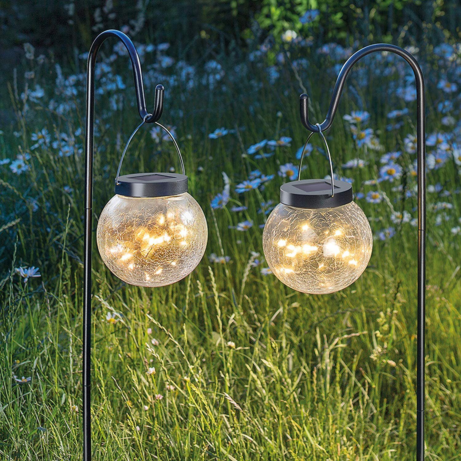 esotec LED Solarleuchte Dekorative Solar Hängeleuchten "Smart Globe", 2er Set