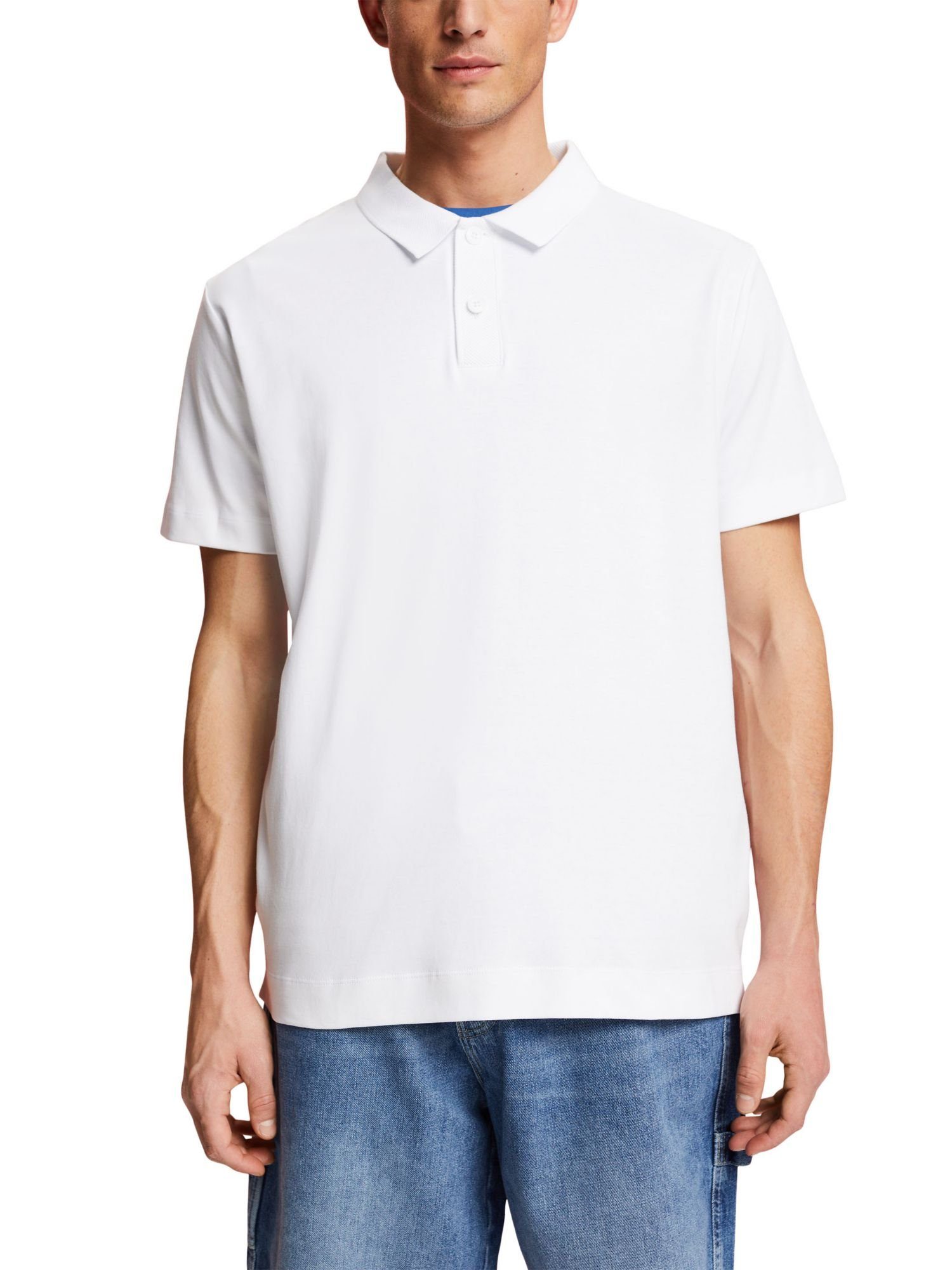 Esprit Collection Poloshirt Poloshirt WHITE aus Pima-Baumwolle