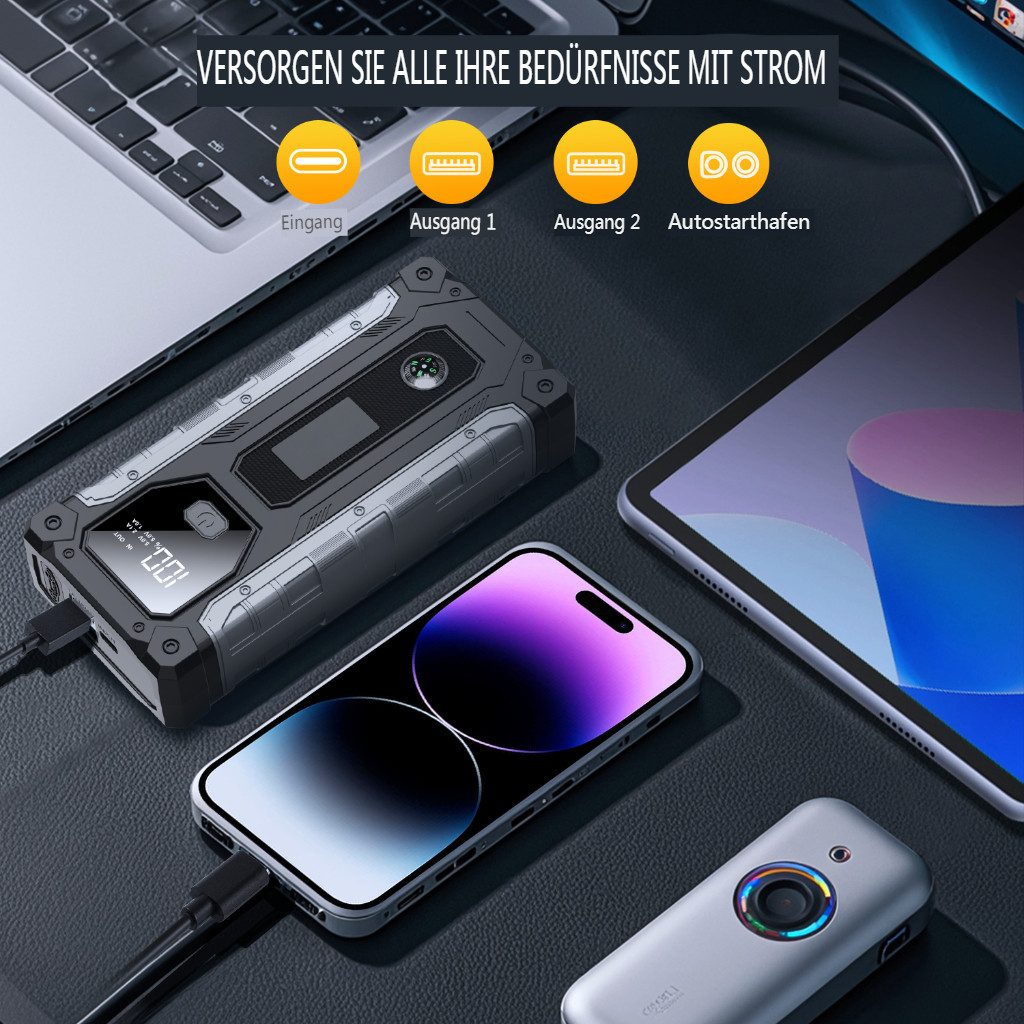 Insma Auto Starthilfe Powerbank 3000A 12V Starthilfegerät, 3 Mode LED-Leuchte, für Benzin bis 9,0L & Diesel bis 7,0L – Bild 5 von 5