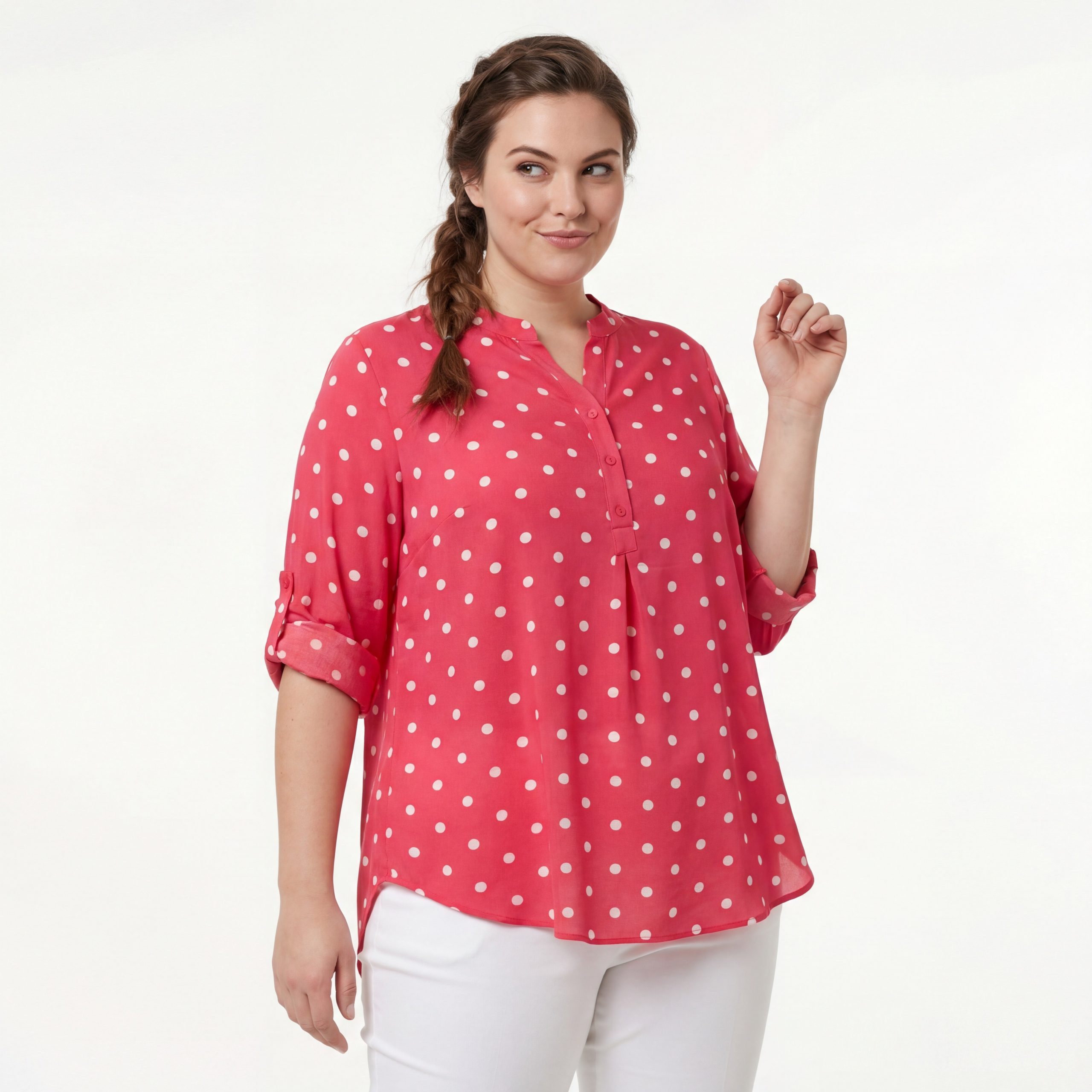 Blusenshirt Damen Langarmbluse mit Punkten