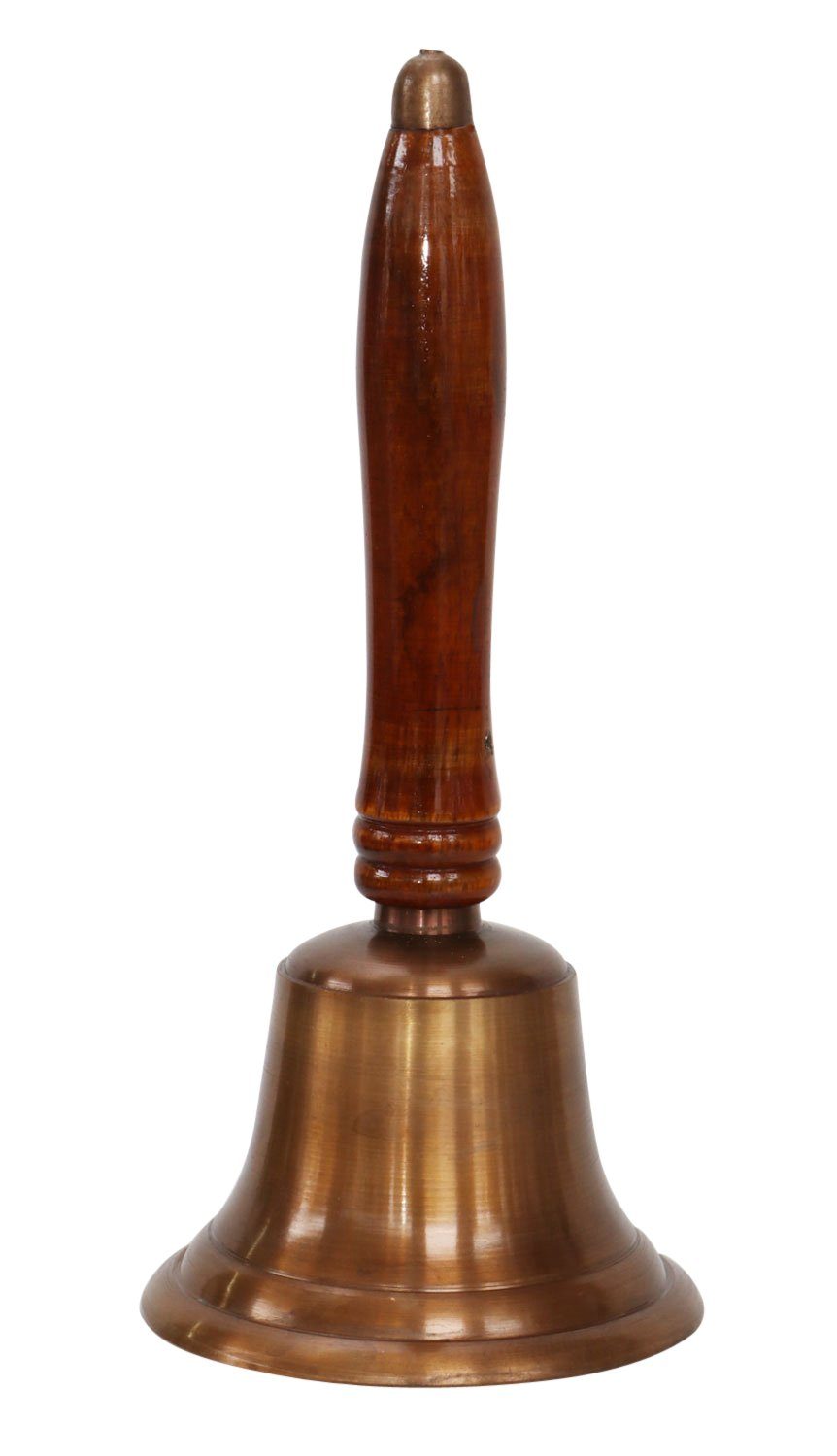 Aubaho Dekoobjekt Tischglocke 22cm Handglocke Glocke Schulglocke Antik-Stil Messing Holz
