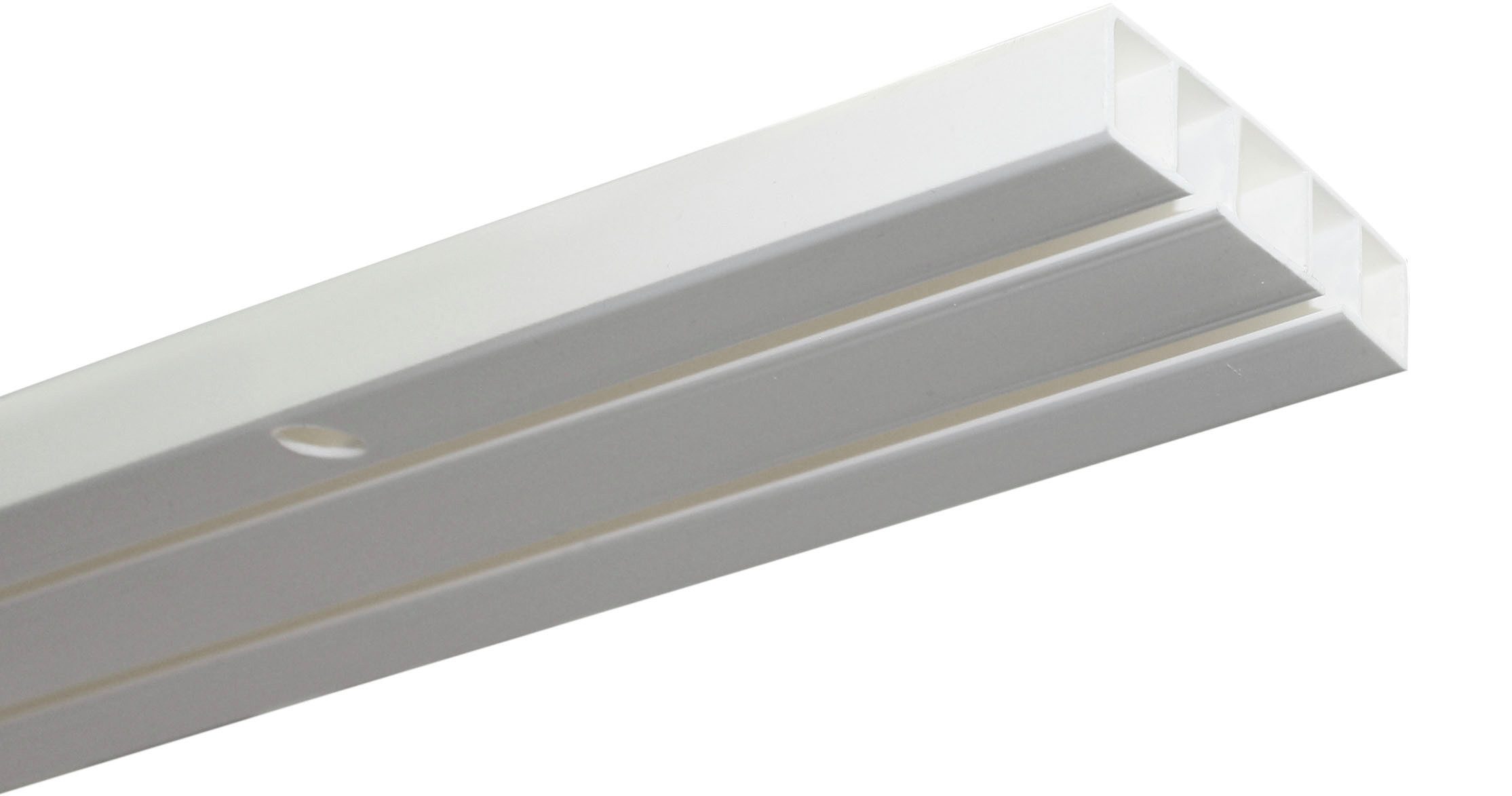 GARDINIA Vorhangschiene Slim Line, 2-läufig, mit Bohren, Kunststoff, mit Bohren, Deckenmontage, Kunststoff, Aufputzschiene