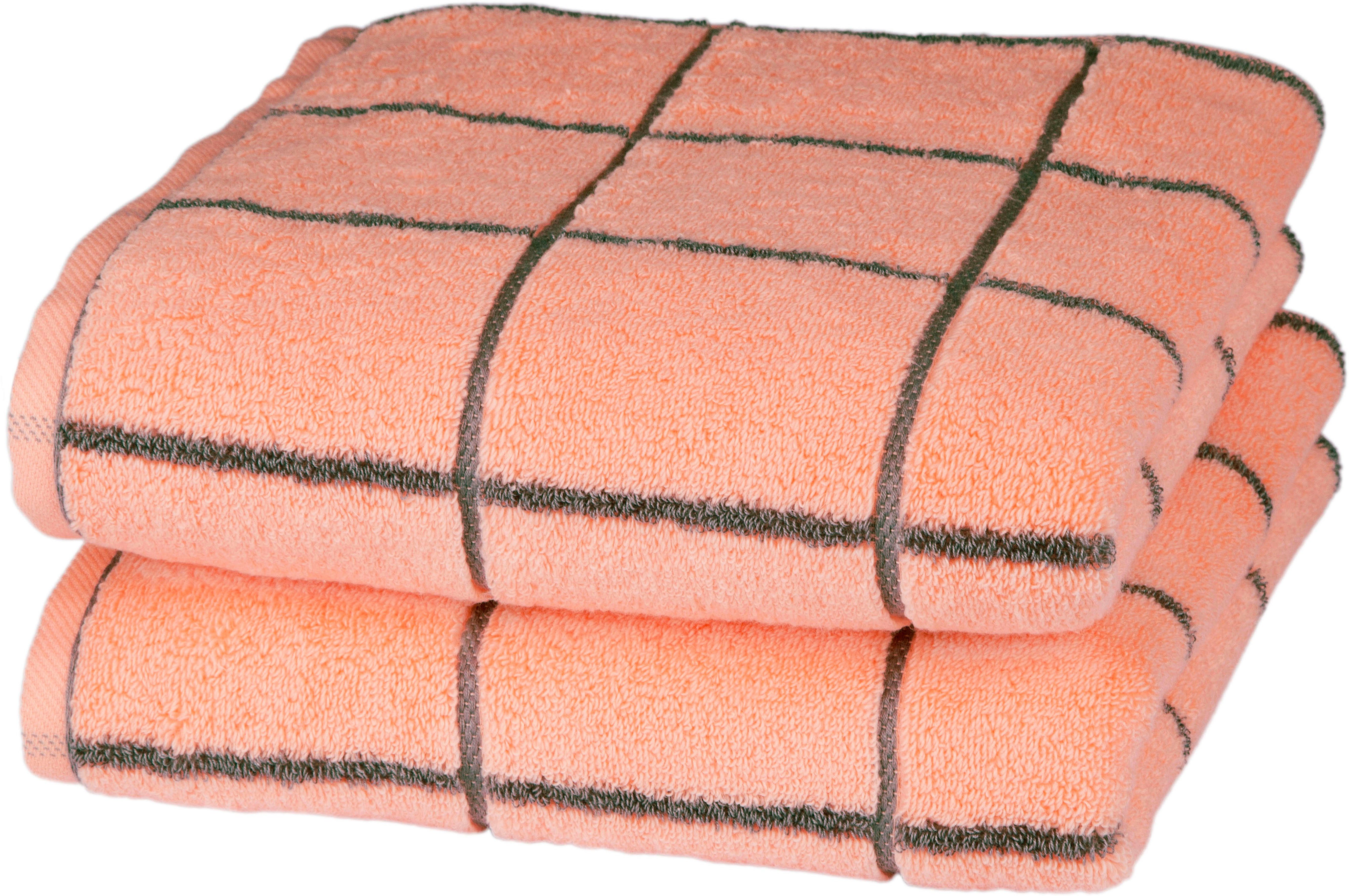 ROSS Handtücher Cashmere Überkaro, Frottier (2-St), in modischen Farben peach pink