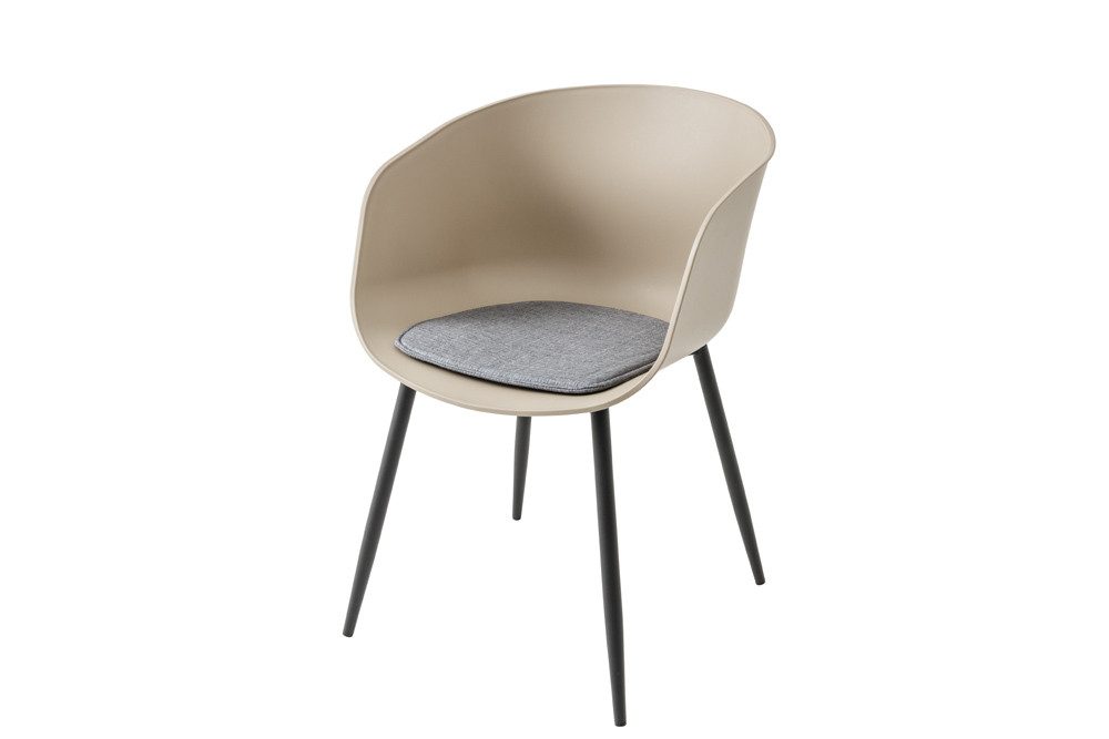 riess-ambiente Gartenstuhl DESIGNO greige / schwarz (Einzelartikel, 1 St), Esszimmer · Kunststoff · Metall · mit Armlehne · Balkon · Outdoor