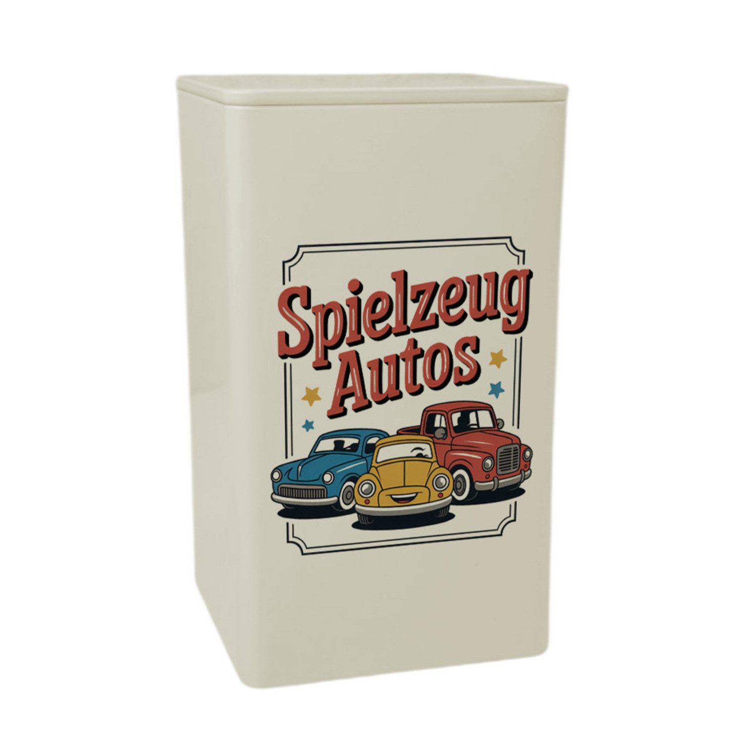 speecheese Aufbewahrungsdose Spielzeug Autos Dose 900ml mit Vintage Illustration