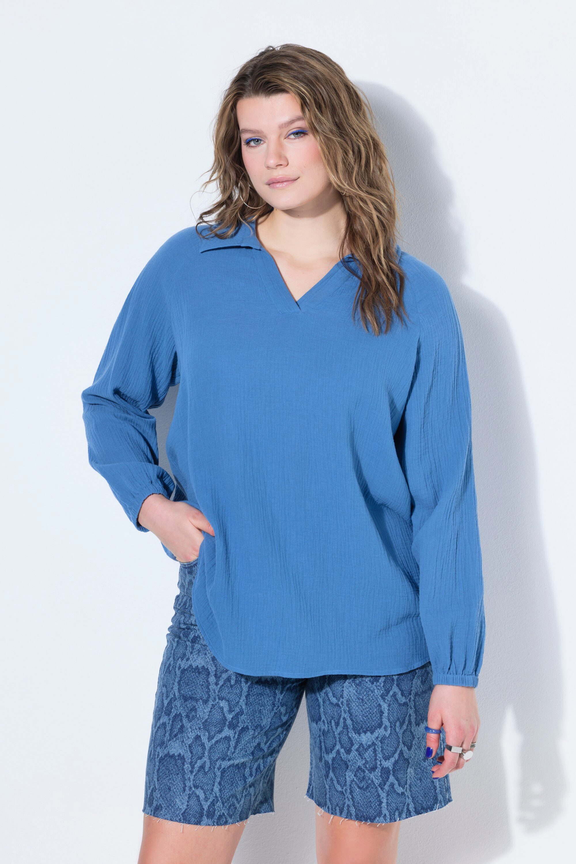 Studio Untold Tunika Musselin Tunika weiter Raglan-Langarm