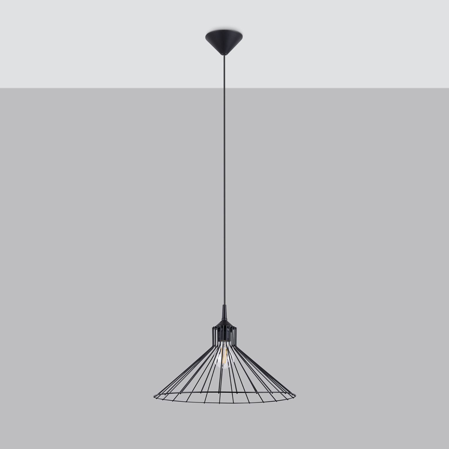 Licht-Erlebnisse Pendelleuchte GADOR, ohne Leuchtmittel, H: max. 86 cm D: 40 cm rund E27 Industrial Drahtschirm