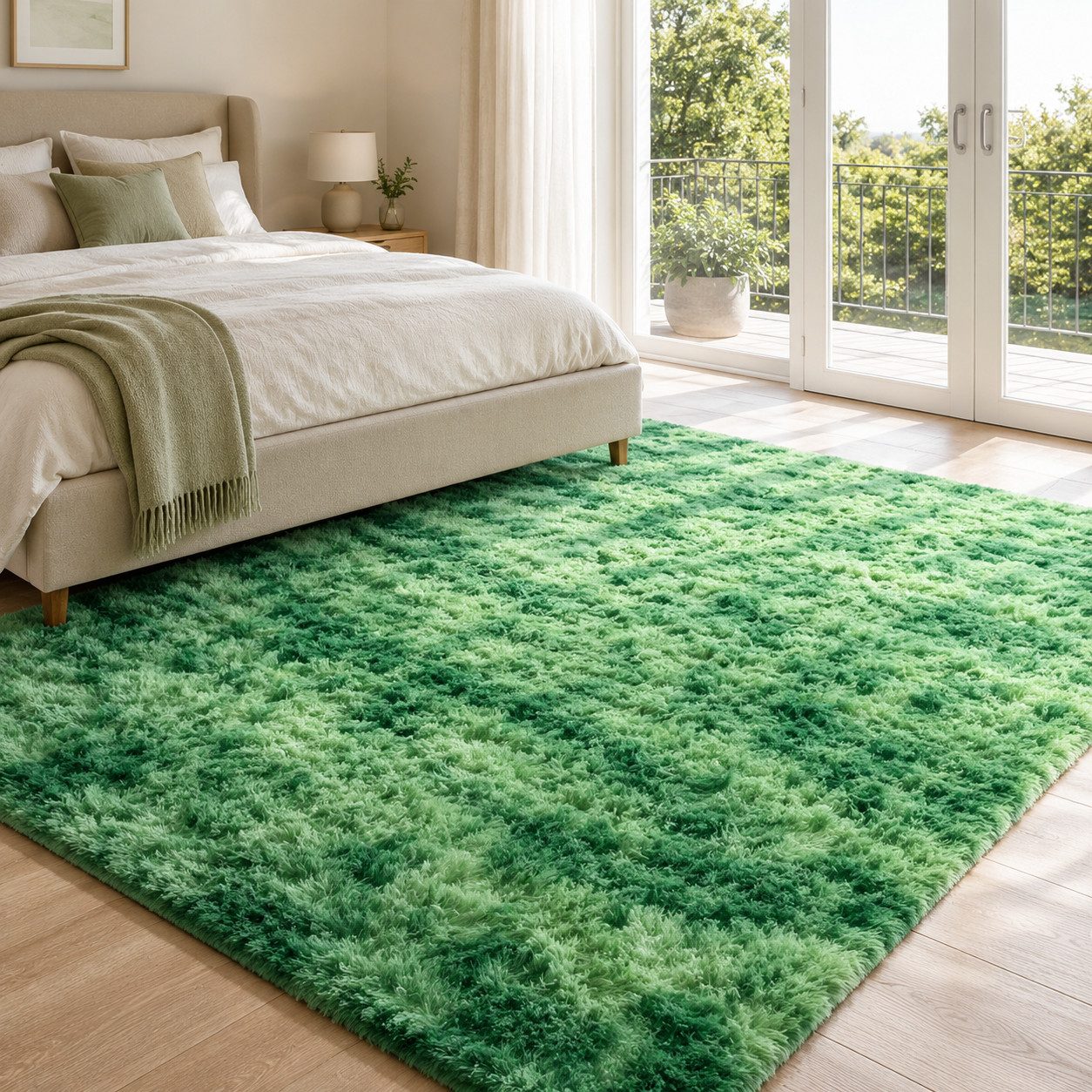 Lochas Hochflor-Teppich Hochflor Teppich Shaggy Tie-Dye Design weich flauschig Wohnzimmer