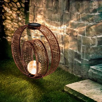 etc-shop LED Solarleuchte, LED-Leuchtmittel fest verbaut, Warmweiß, Solarlampe orientalische Kugel Dekoleuchte Garten