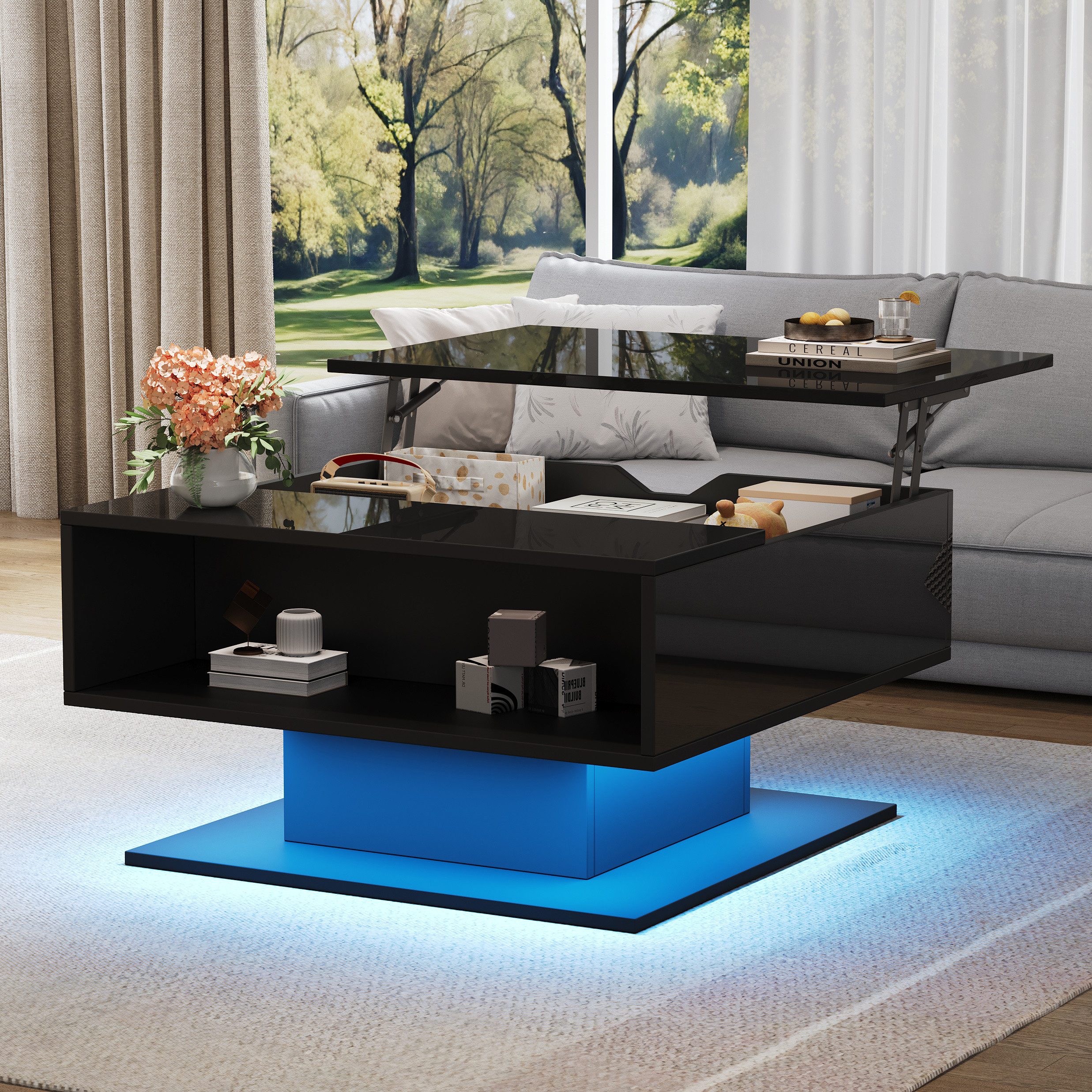 Merax Couchtisch hochglanz Sofatisch anhebbarer Beistelltisch günstig online kaufen
