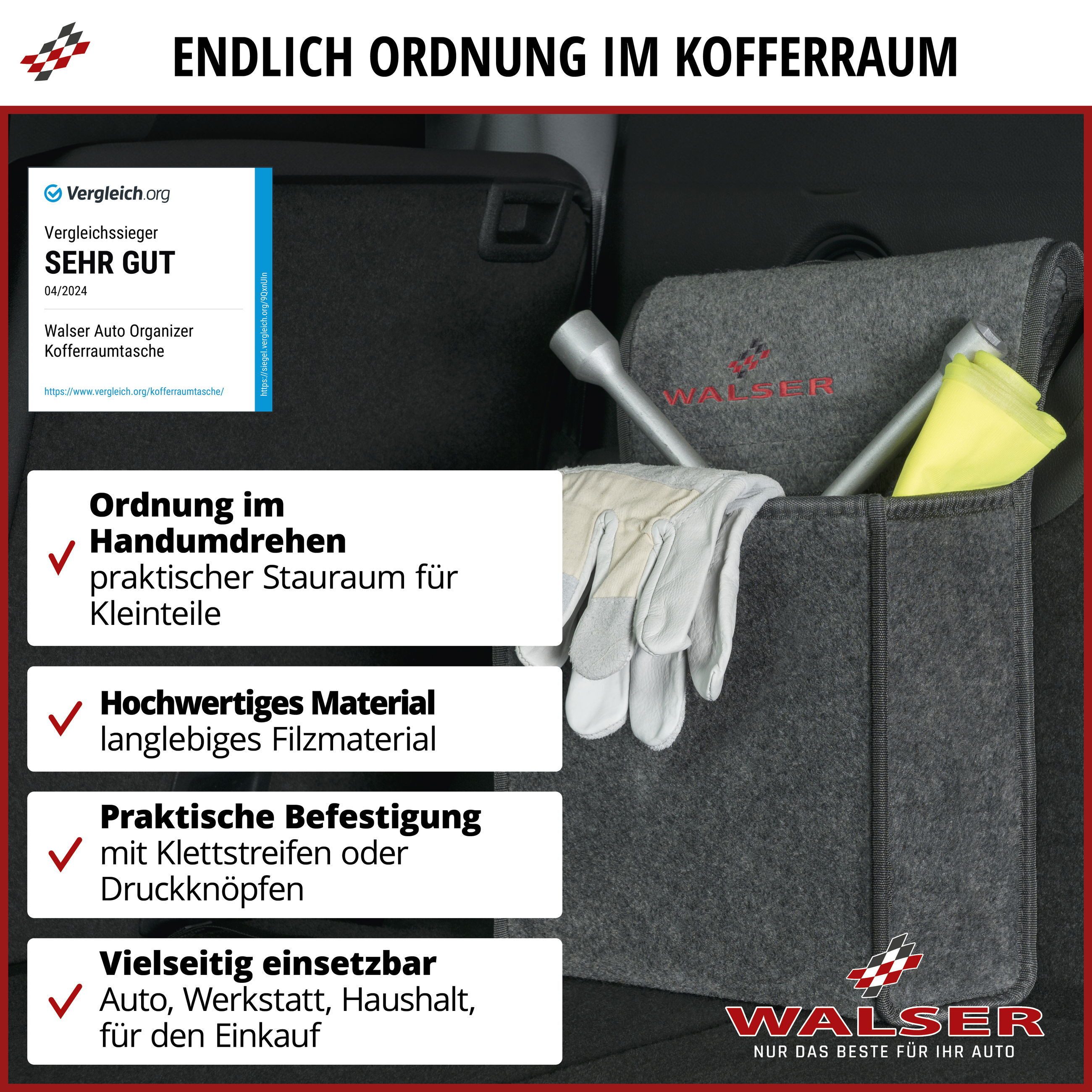 WALSER Auto-Rückenlehnenschutz Toolbag Gr.S, 1 Stück, 1-tlg.