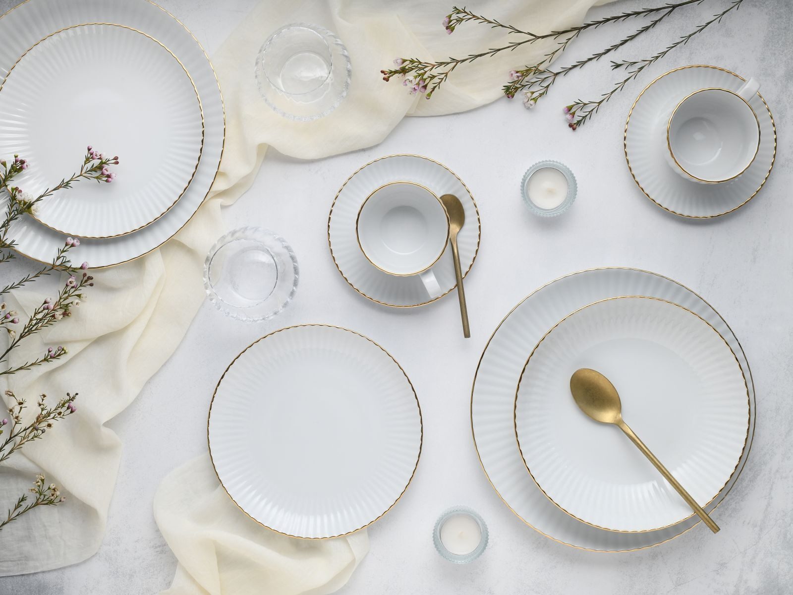 CreaTable Kombiservice Allegra Goldband (30-tlg), 6 Personen, Porzellan