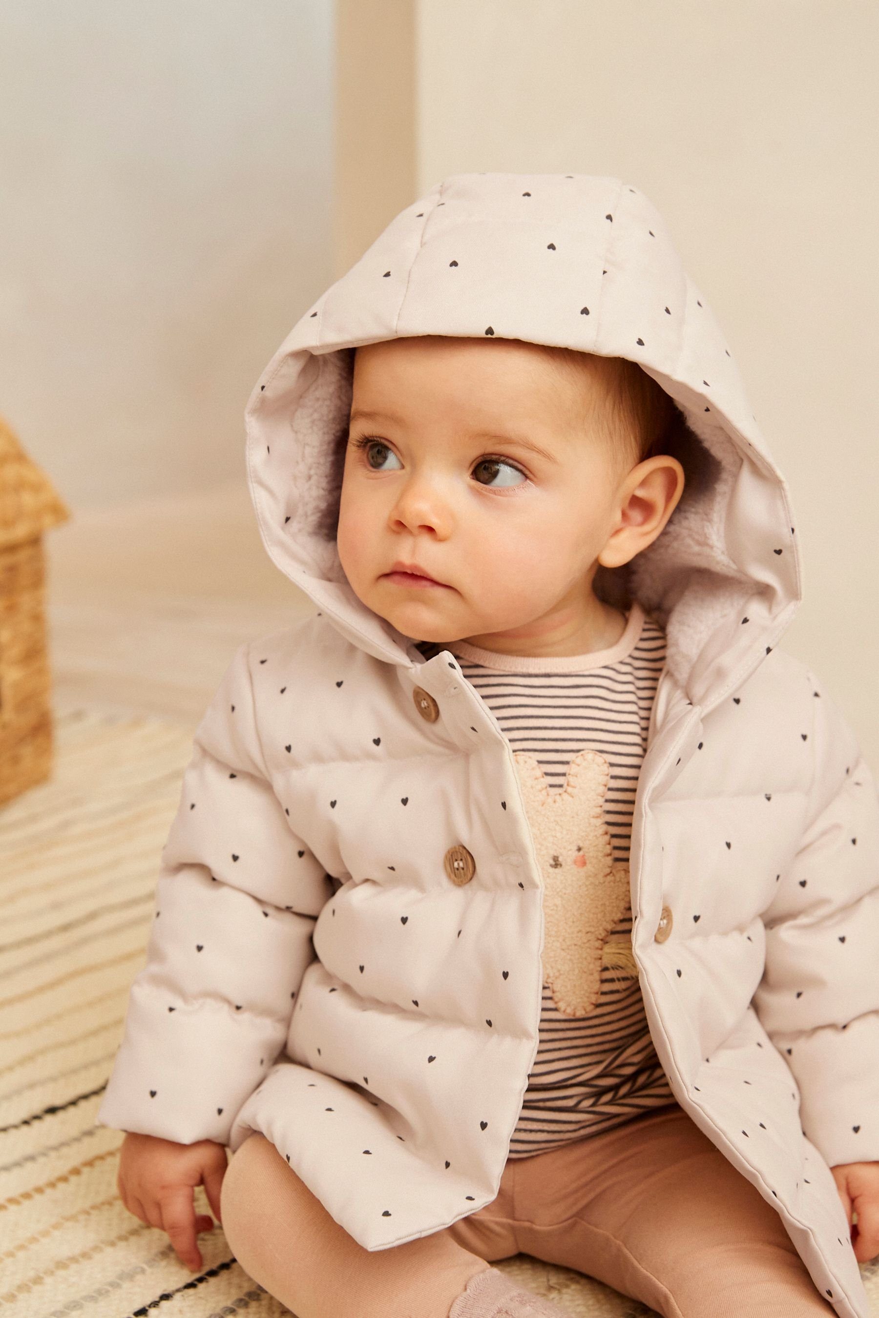 Next Steppjacke Kapuze Steppjacke (1-St) mit Cream Heart für Babys