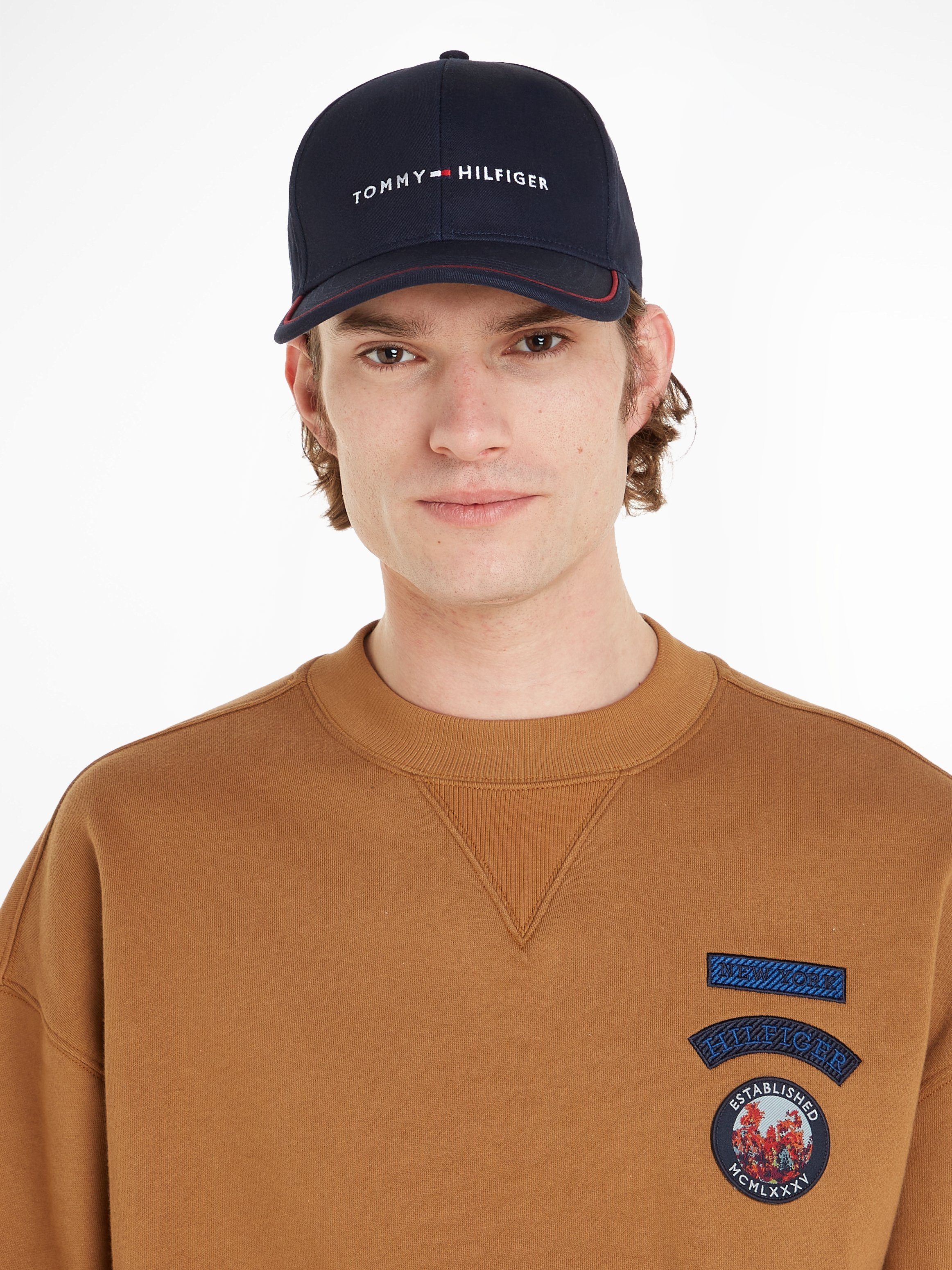 Hilfiger CAP Blue Tommy TH SKYLINE Logo-Branding mit Cap Space Baseball