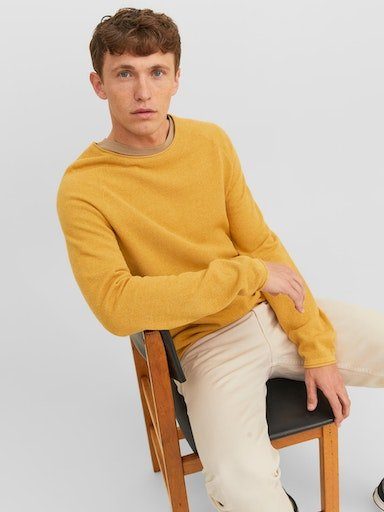 Gold KNIT NECK NOOS CREW Honey Rundhalspullover JJEHILL Jones & Jack