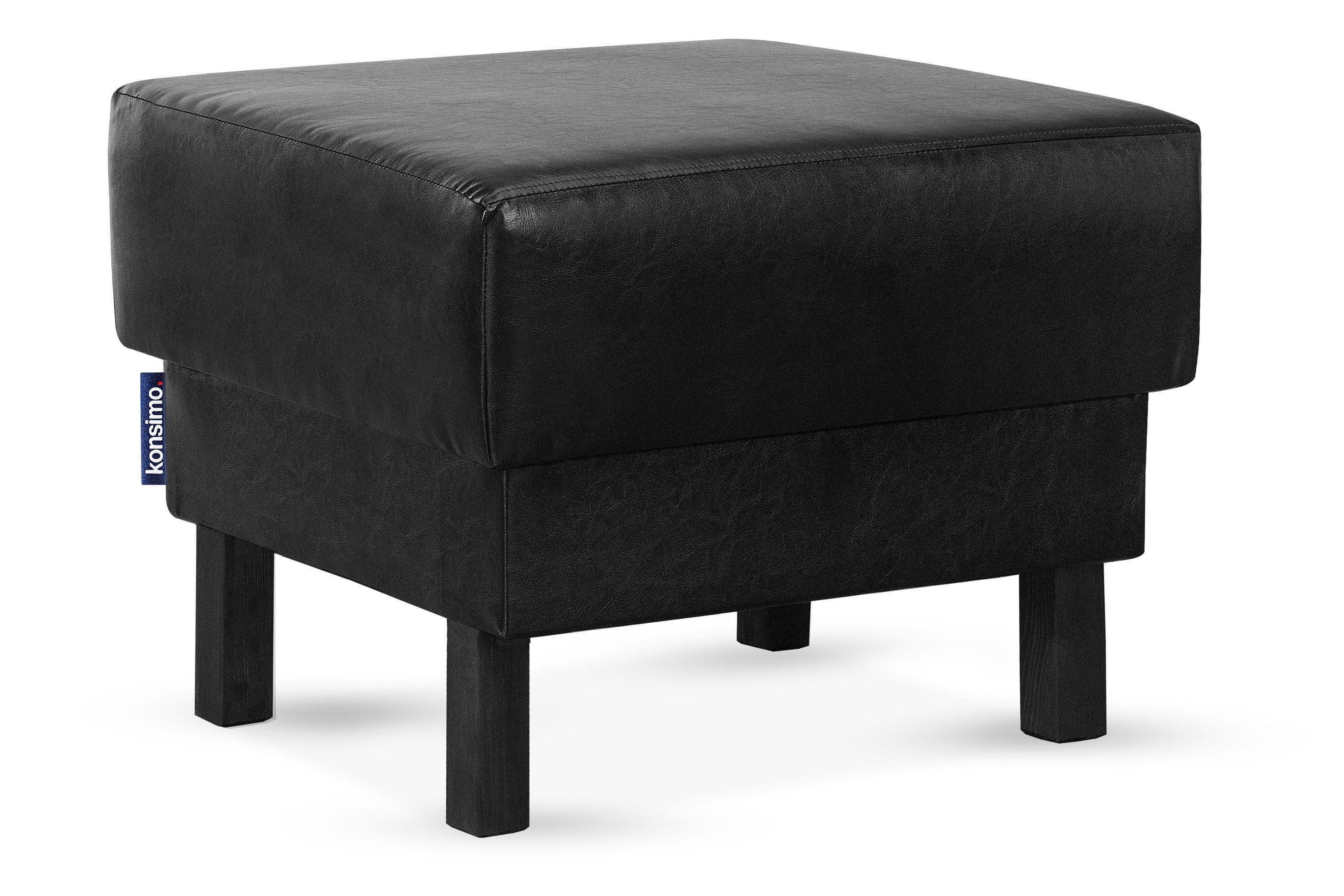 Konsimo Sitzhocker ESPECTO Pouffe Hocker, Kunstleder-Puffsessel, auf hohen Holzbeinen, mit Ablagefach