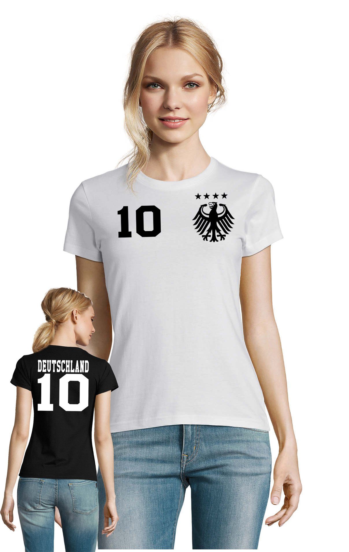 Blondie & Brownie T-Shirt Damen Deutschland Germany Sport Trikot Fußball Weltmeister WM EM