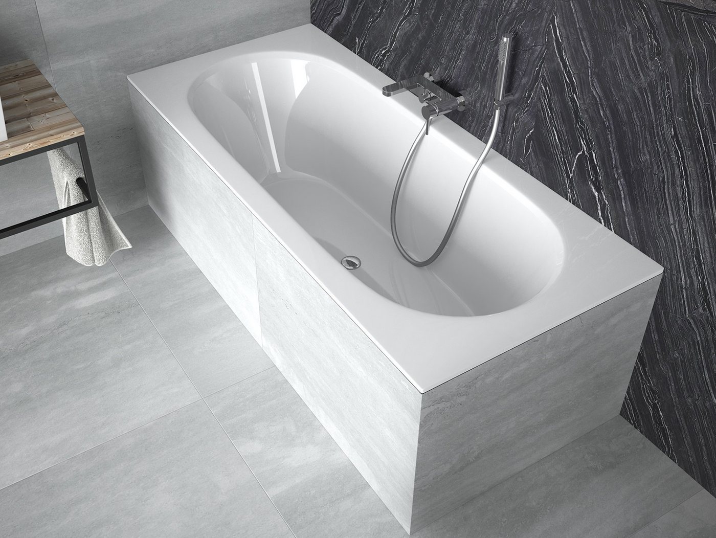 Thumbnail - KOLMAN Badewanne Rechteck Vitae Slim 150x75, Ablaufgarnitur & Füße GRATIS