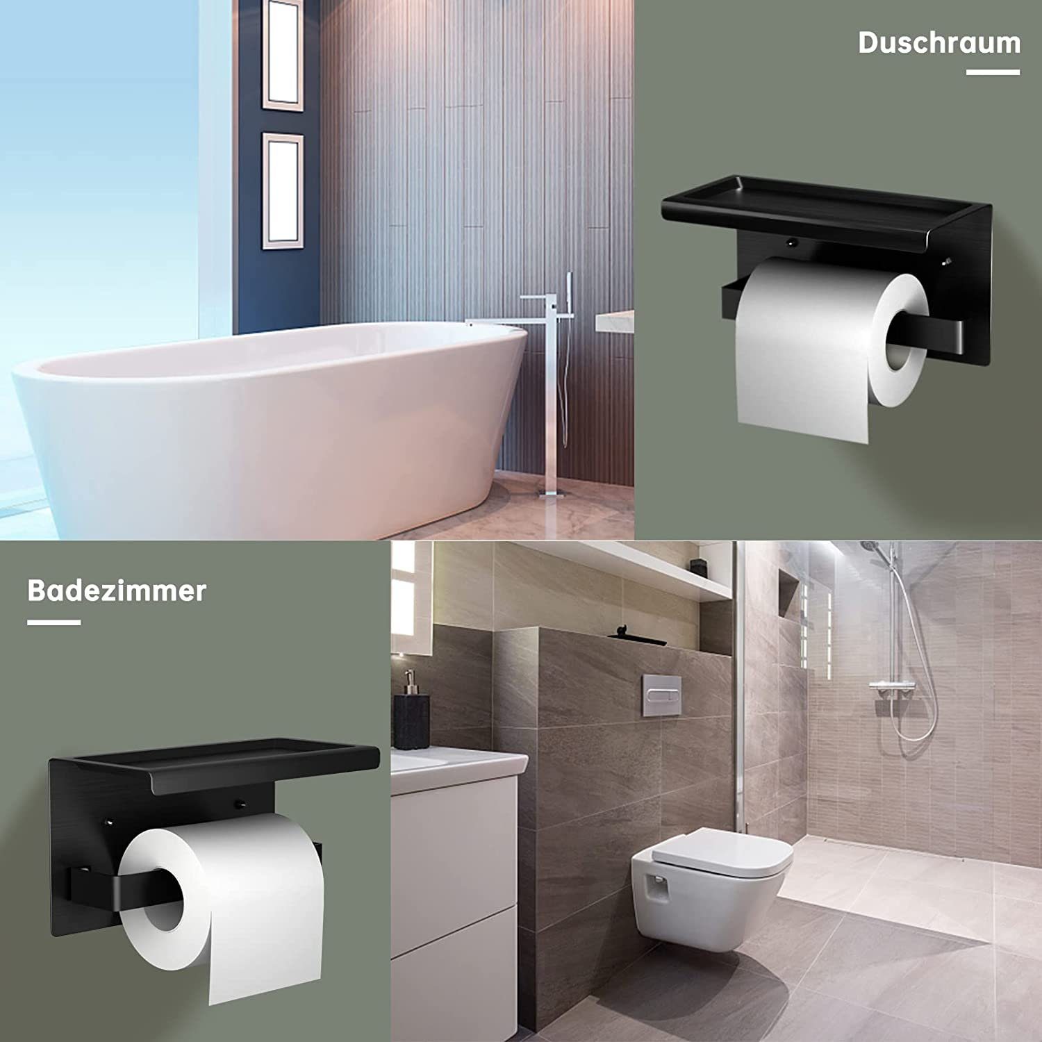Aluminium Klopapierhalter, Toilettenpapierhalter mit Toilettenpapierhalter ZAXSD Papier 2 WC Bohren Selbstklebende ohne Halterung Klebehaken
