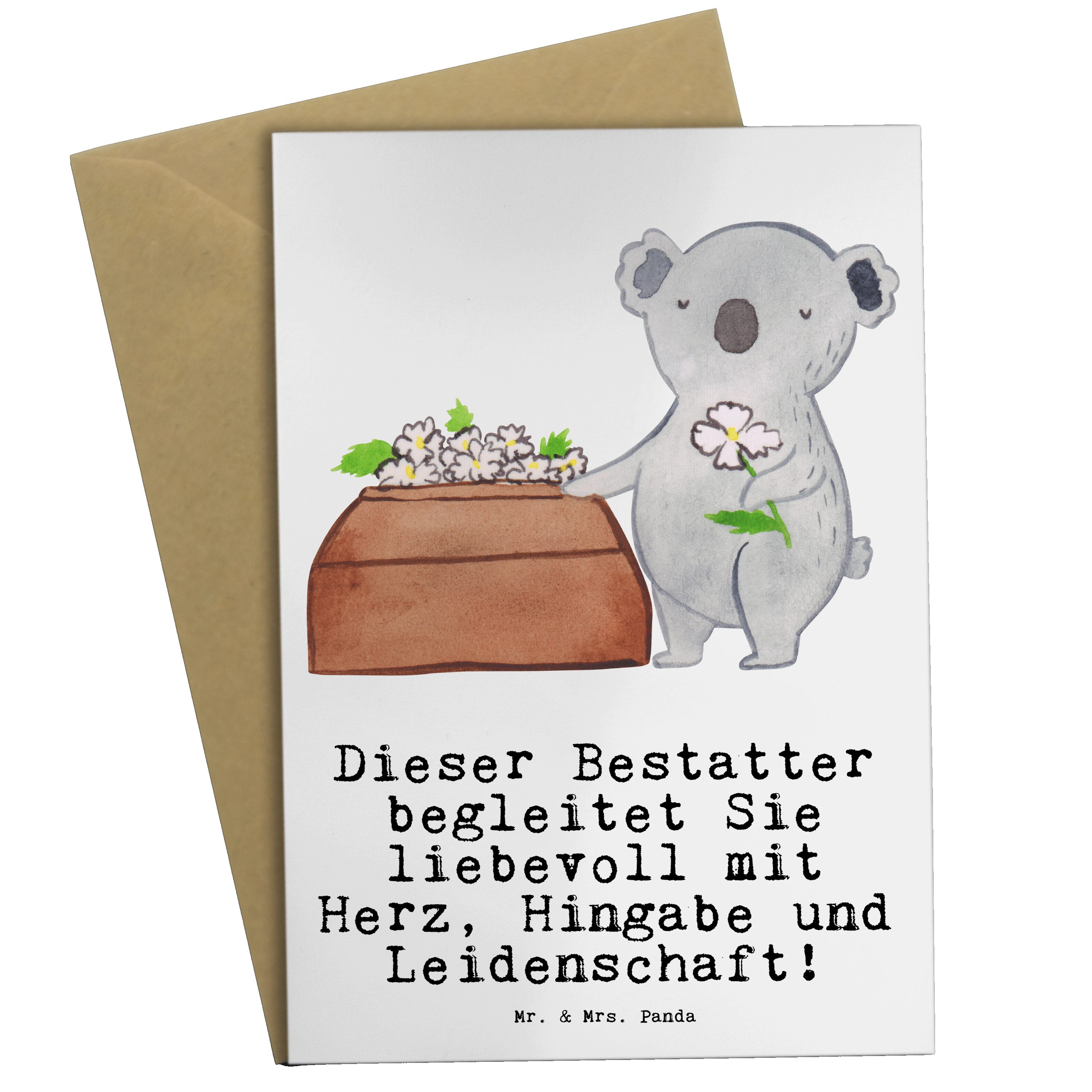 Mr. & Mrs. Panda Grußkarte Bestatter mit Herz - Weiß - Geschenk, Hochzeitskarte, Glückwunschkart