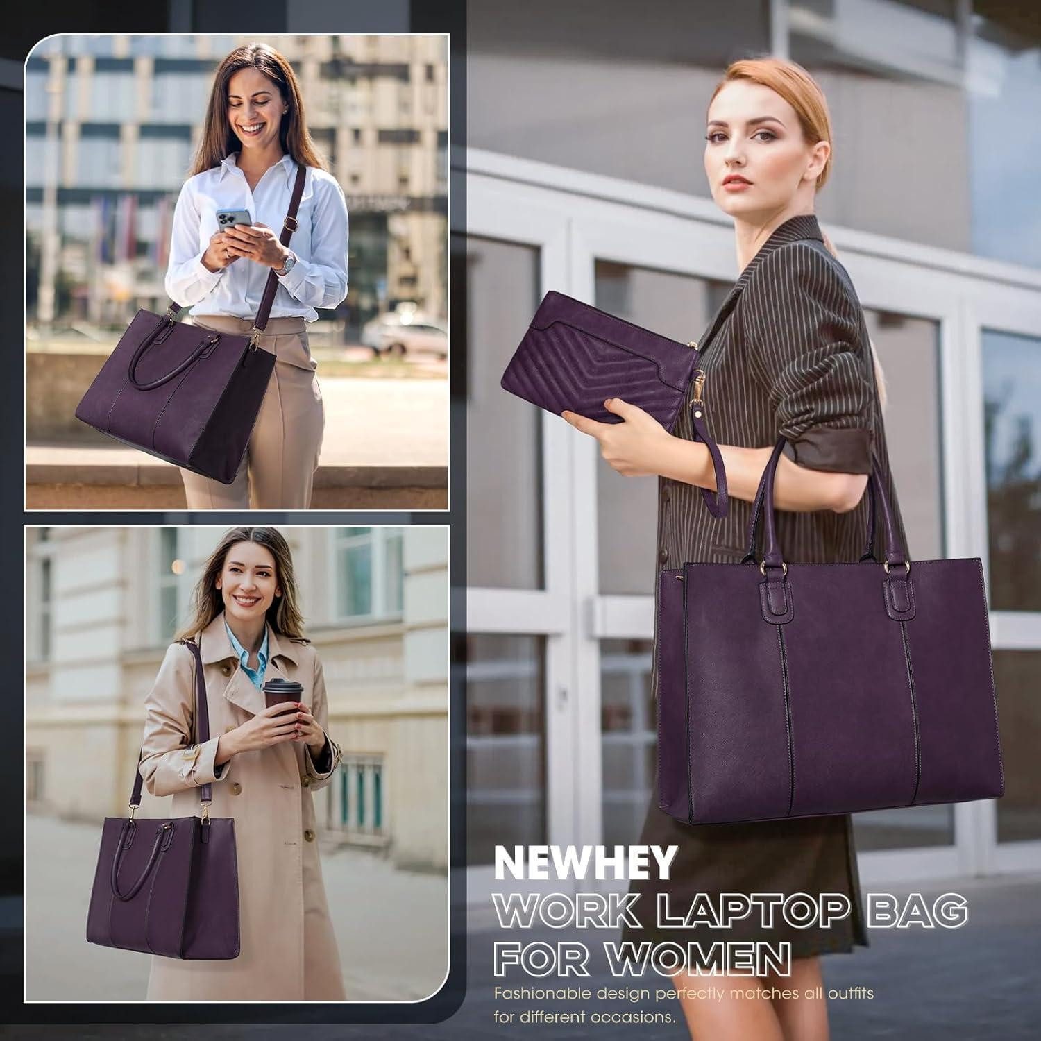 LuxusKollektion Laptoptasche Handtasche Damen 15Zoll Laptoptasche Shopper Leder Dunkelviolett