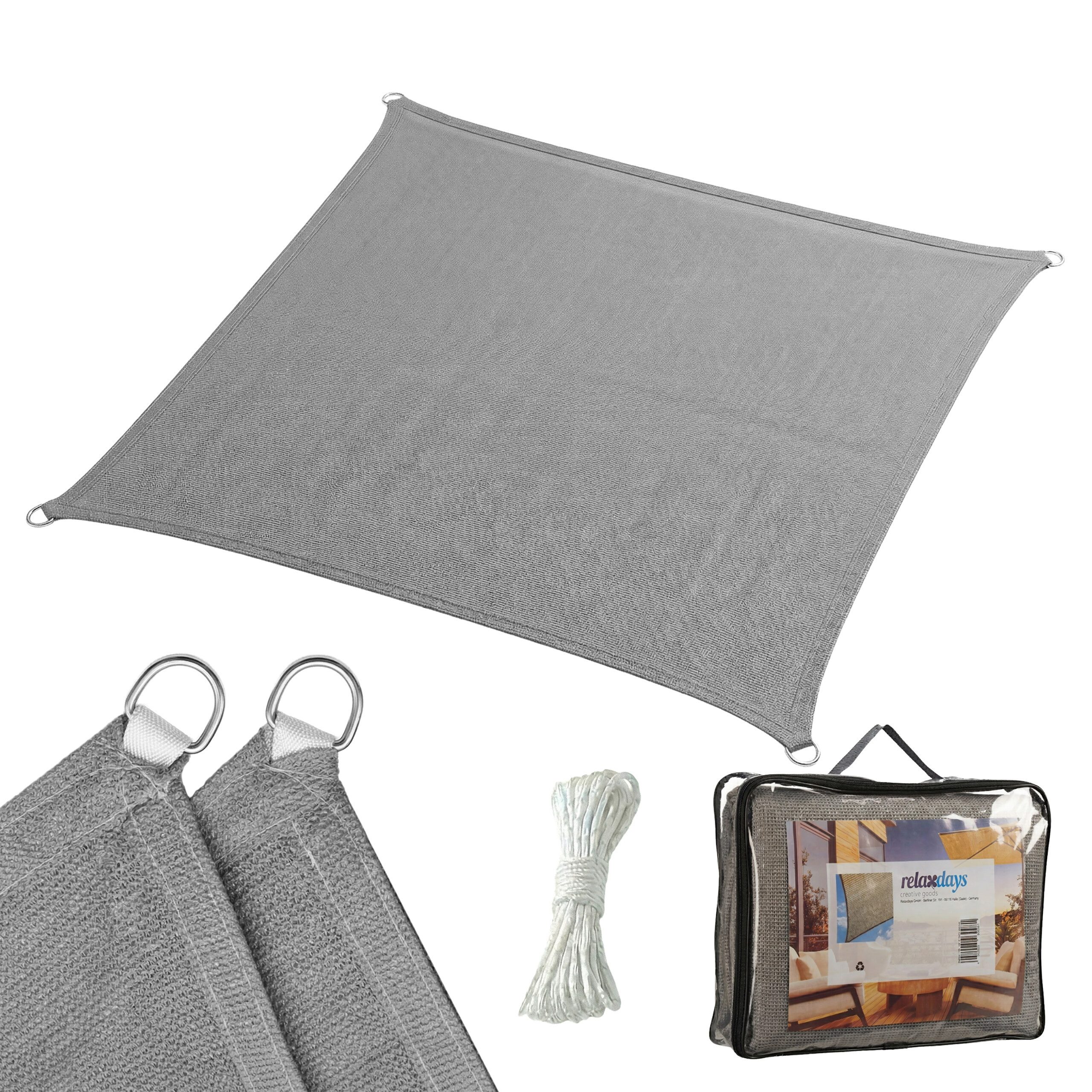 relaxdays Sonnensegel HDPE, Dunkelgrau, 2 x 2 m