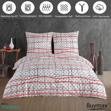 Bettwäsche, Buymax, Renforcé, 2 teilig, Premium 100% Baumwolle Bettbezug-Set 135x200 cm mit Reißverschluss