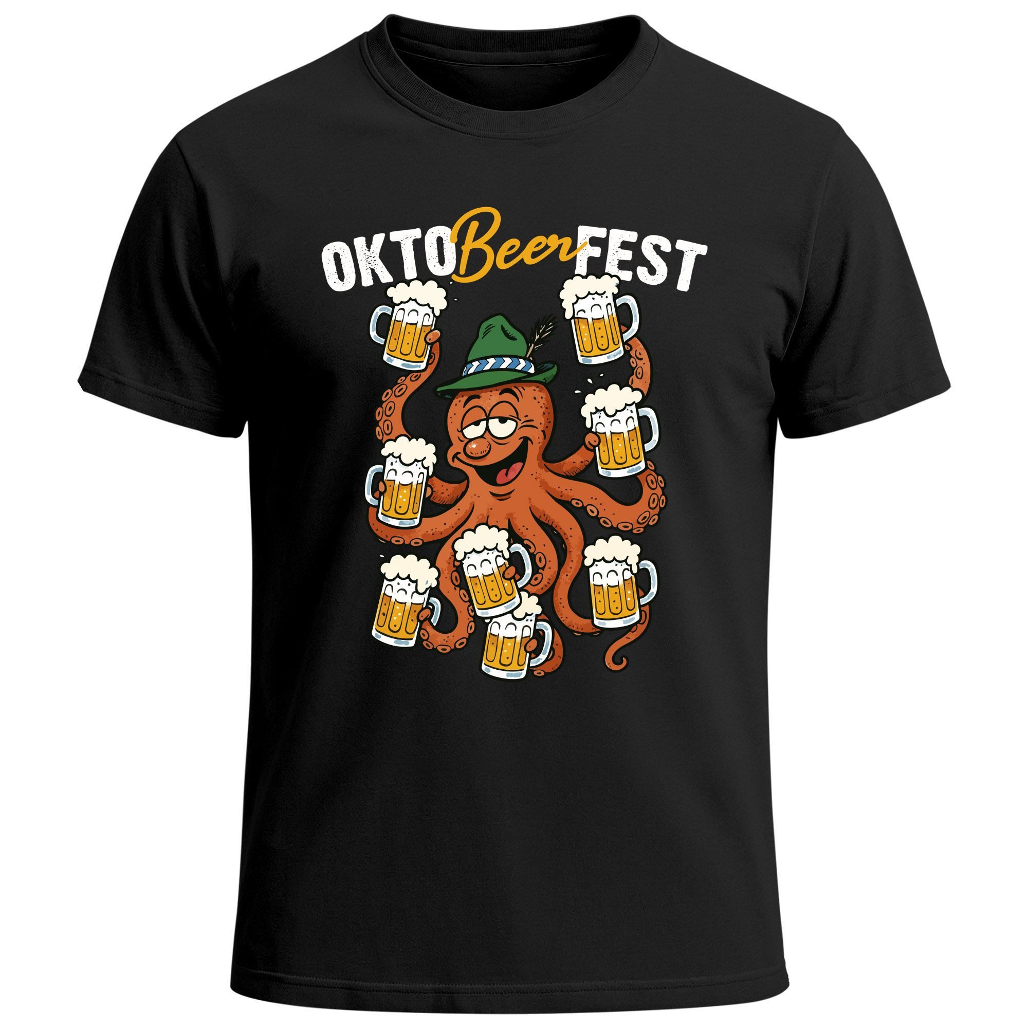 MoonWorks Print-Shirt Herren T-Shirt für das Oktoberfest Okto-Beer-Fest Oktopus Bier mit Print