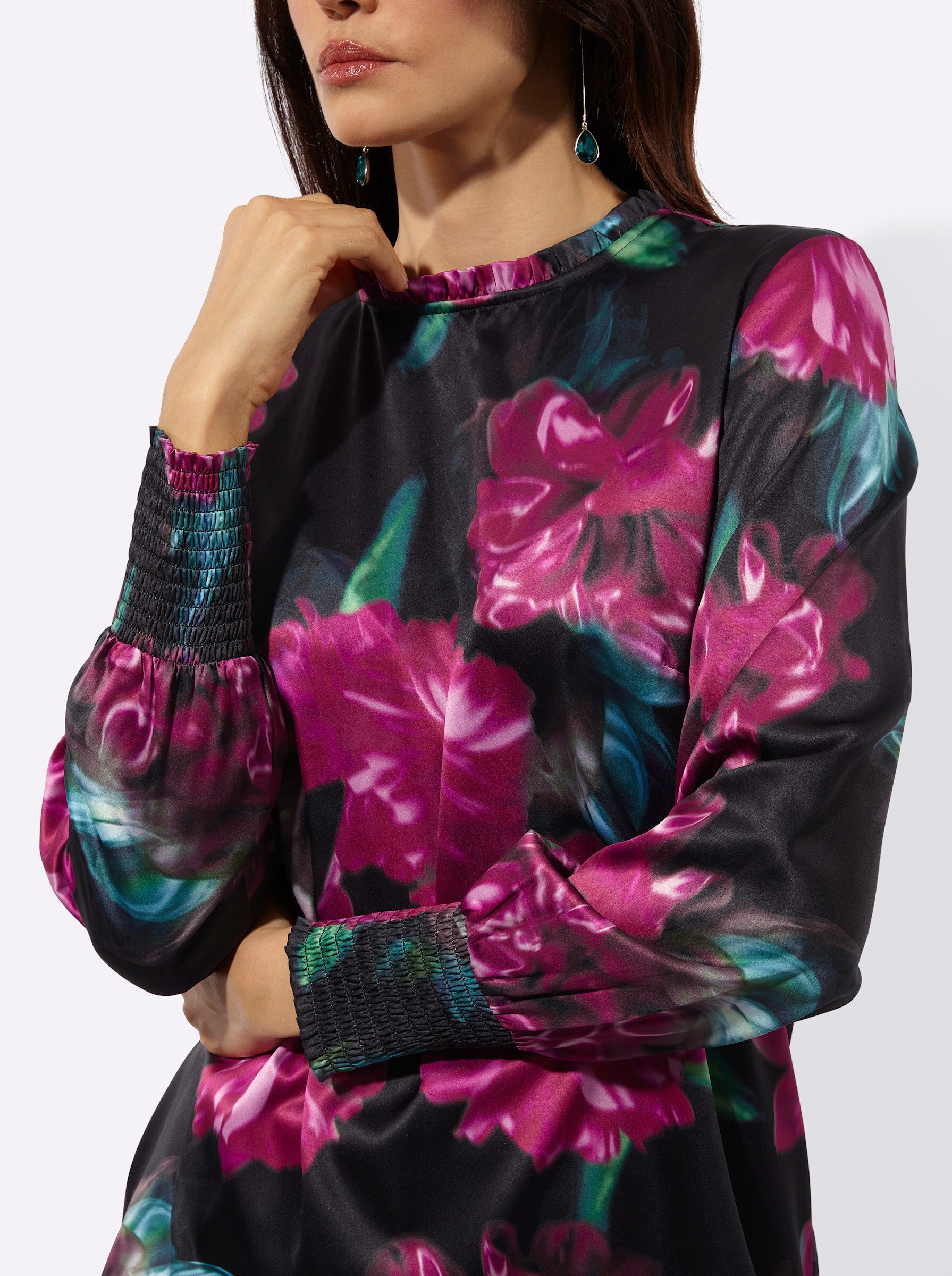 creation L Klassische Bluse Satin-Bluse Langarm