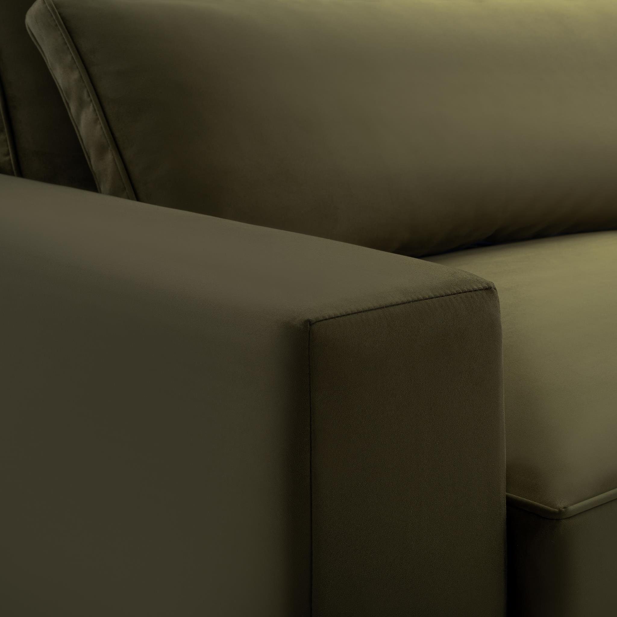 Grau 3-Sitzer L), (salvador Metallbeine inkl. 14) Beautysofa cm x im aus 106 Stil, Carmen, modernes x H x x 90 schwarze 221 Velourstoff, Loungesofa (B