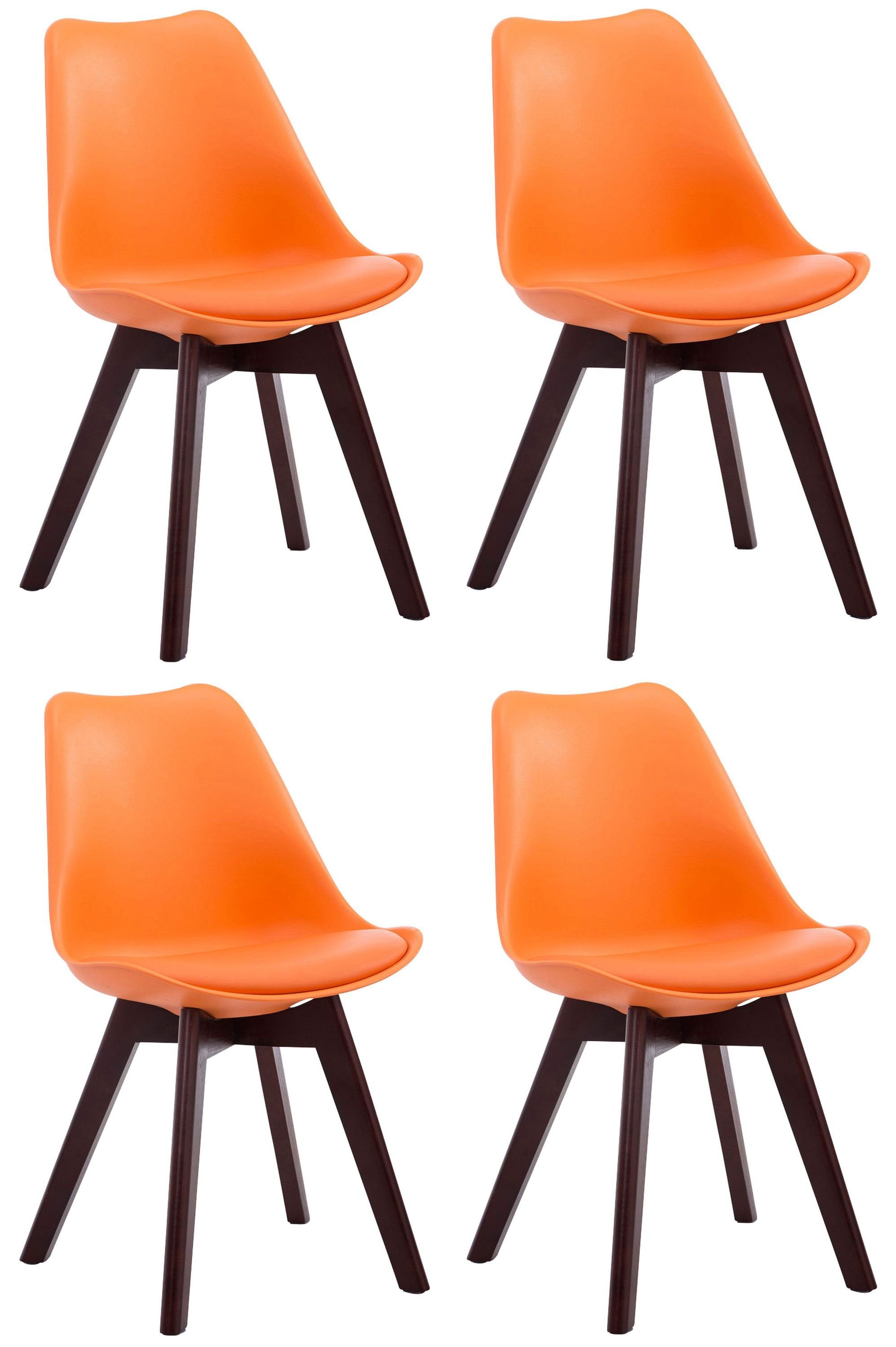 CLP Küchenstuhl Borneo V2 Kunstleder (4er Set), Kunststoffsitzschale orange
