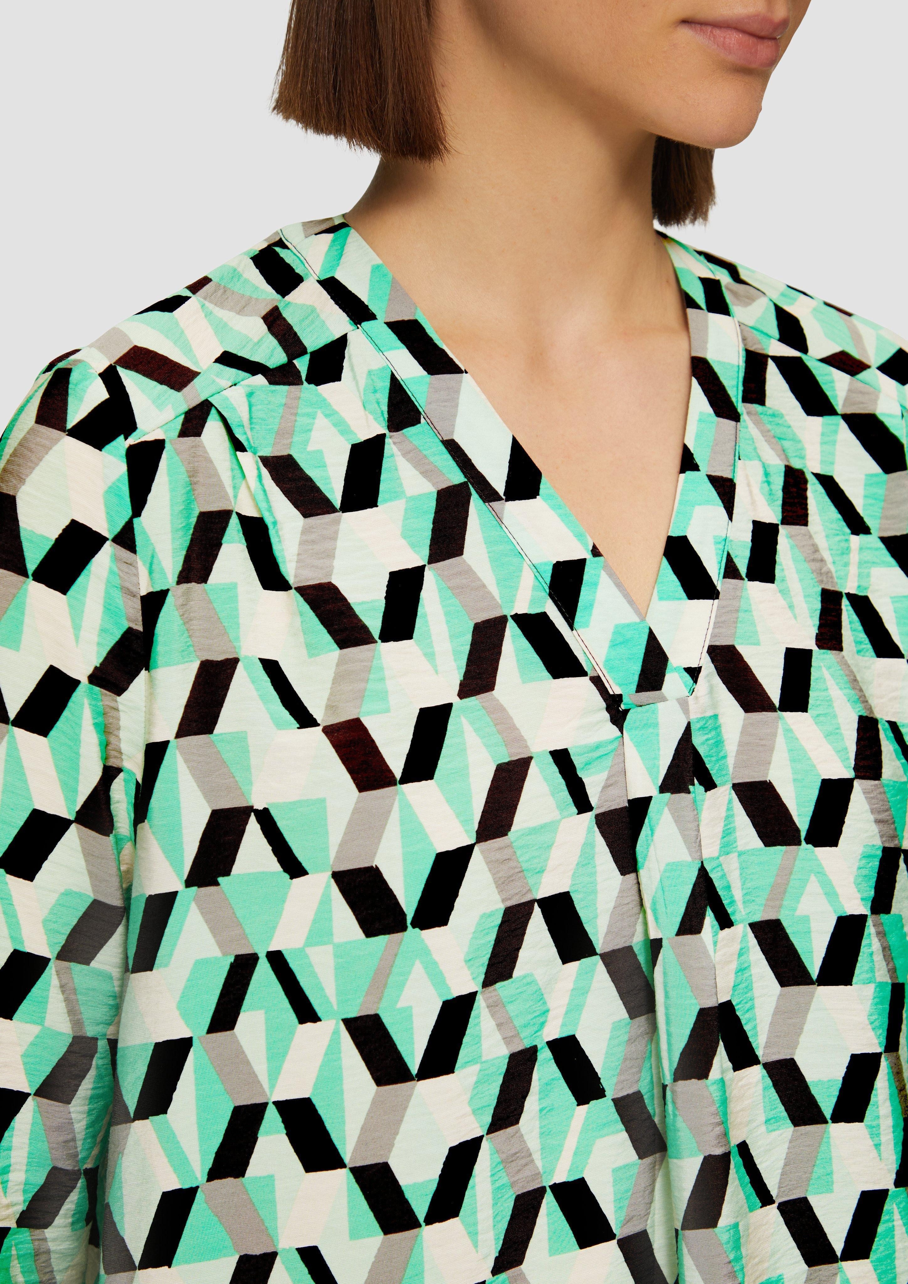 s.Oliver Minikleid Gemustertes Kleid mit Faltendetails günstig online kaufen