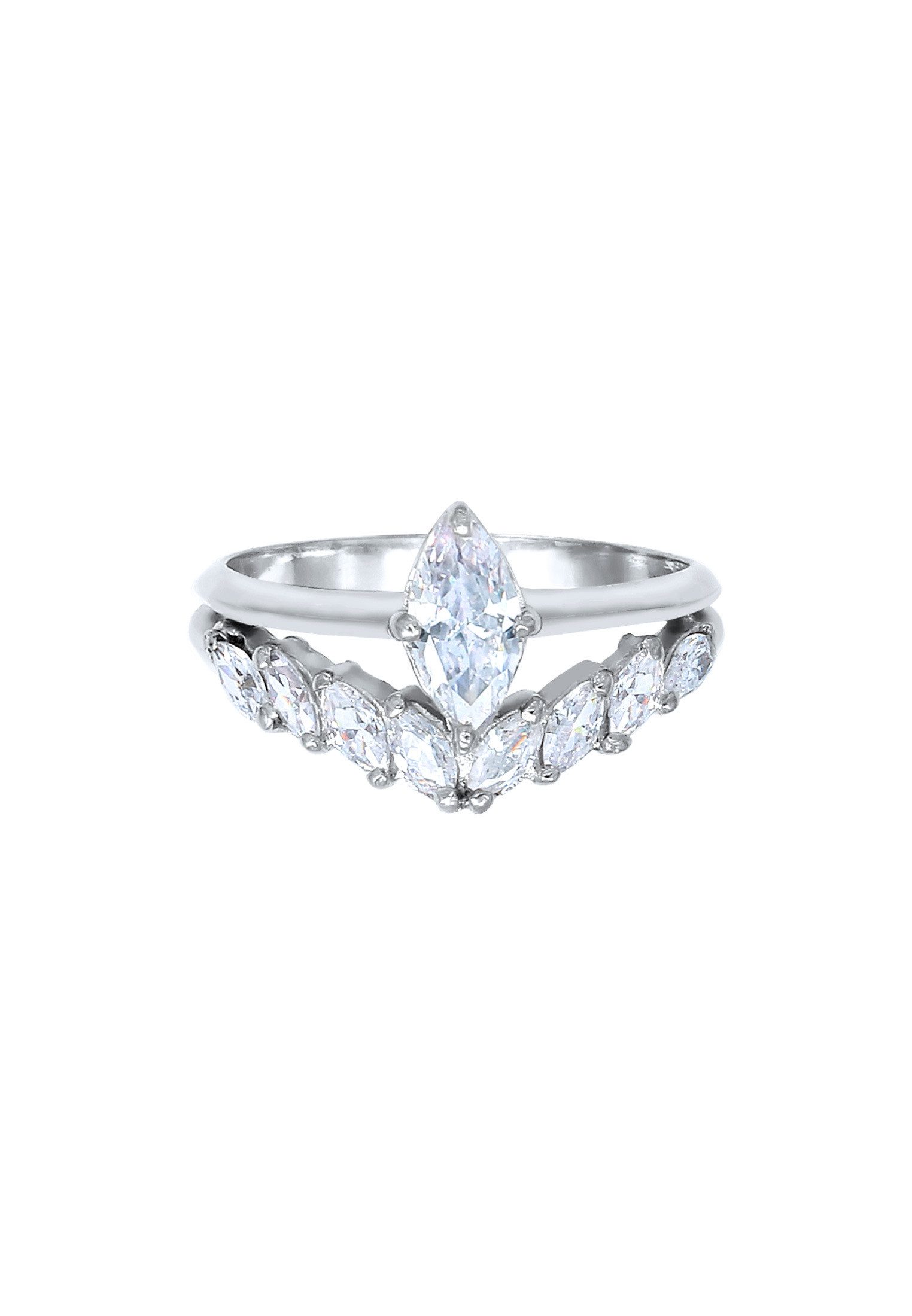 Elli Premium Fingerring Zirkonia Marquise 925 Silber – Bild 2 von 4